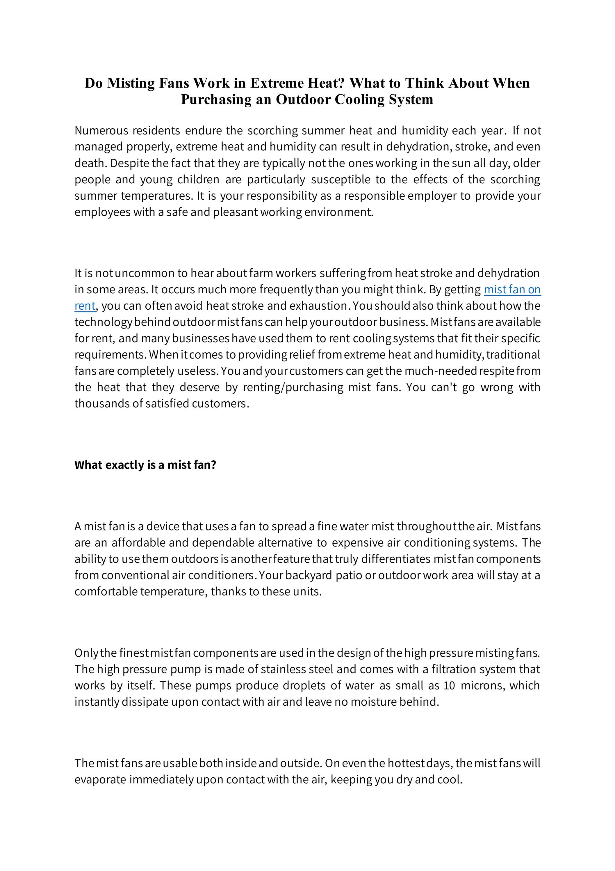 Do Misting Fans Work in Extreme Heat? What to Think About When