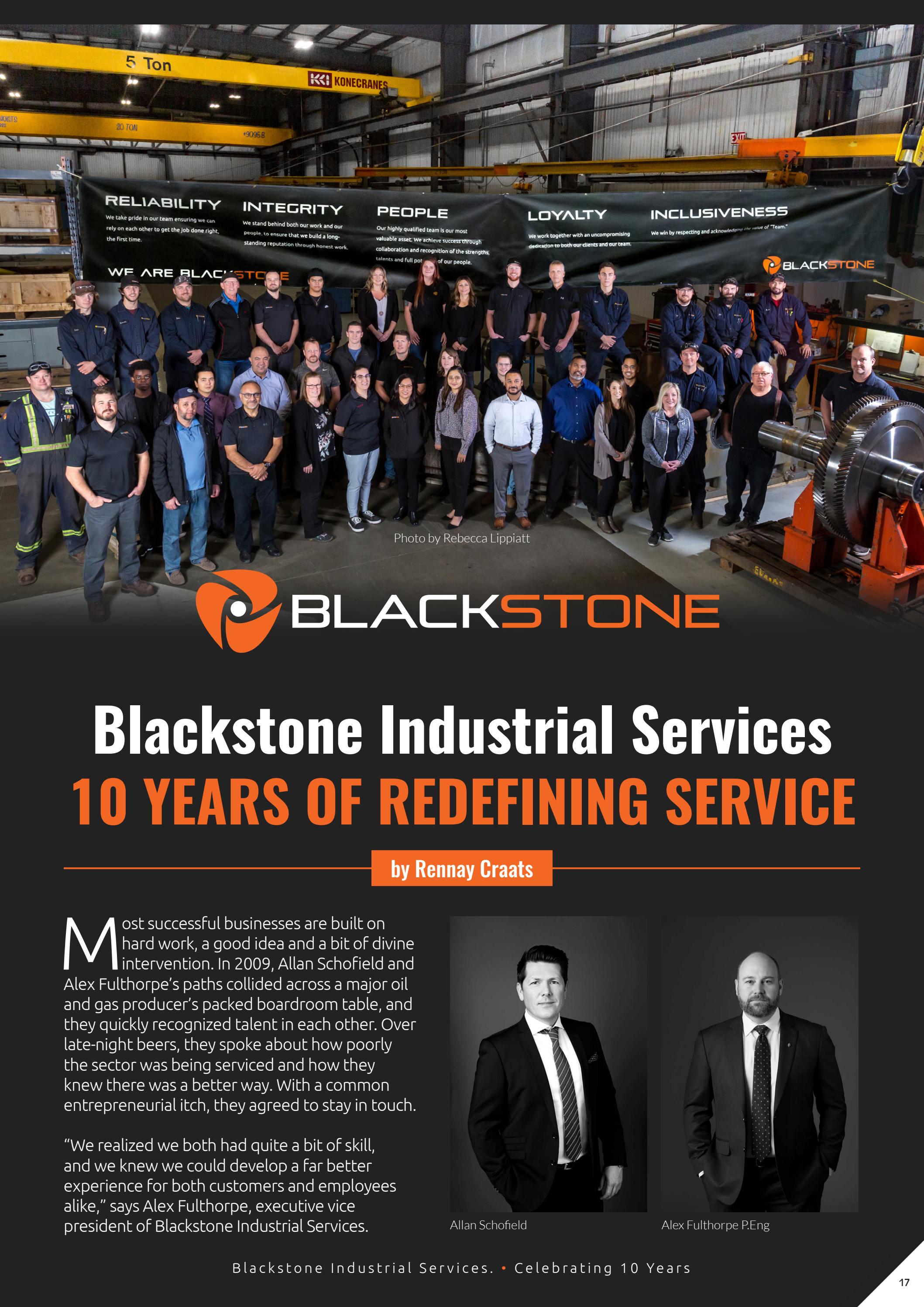 Blackstone Industrial Services Celebrating 10 Years by Business in