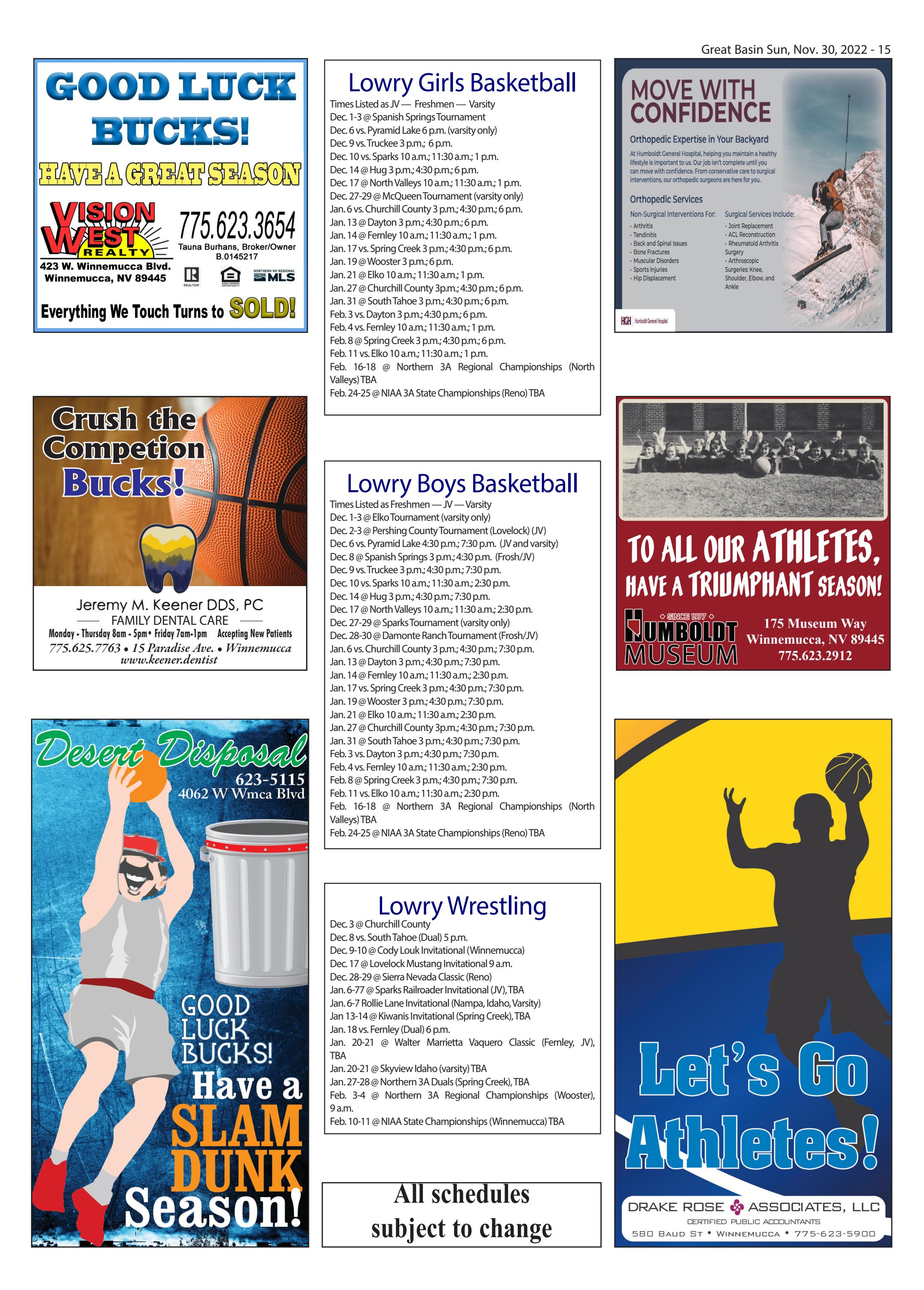 2022 Winter Sports Schedule by Winnemucca Publishing Issuu