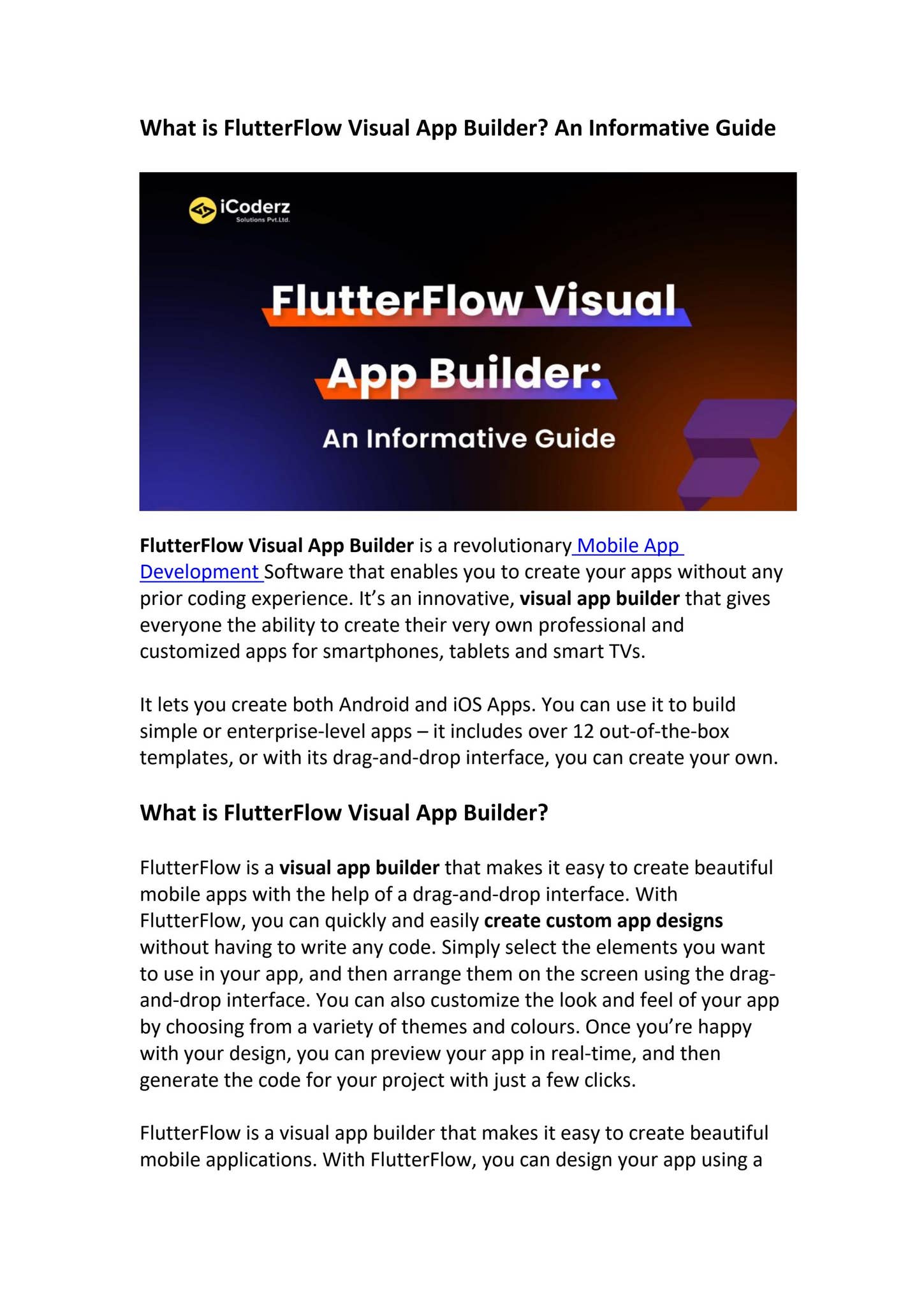 What is FlutterFlow Visual App Builder? An Informative Guide by iCoderz ...