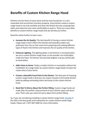 Benefits of Custom Kitchen Range Hood by Hoodsly Issuu