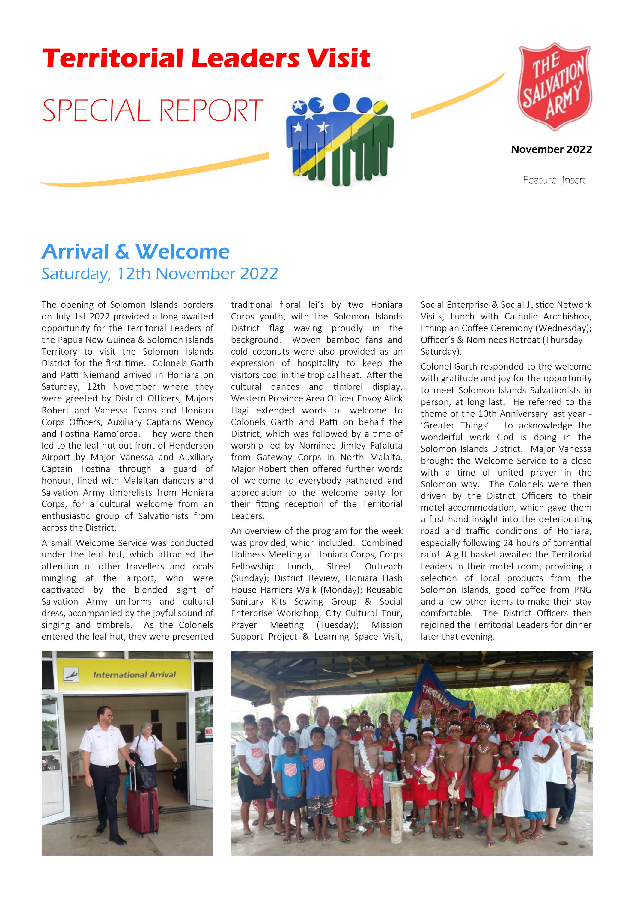 Solomon Islands District Special Report - Territorial Leaders Visit by