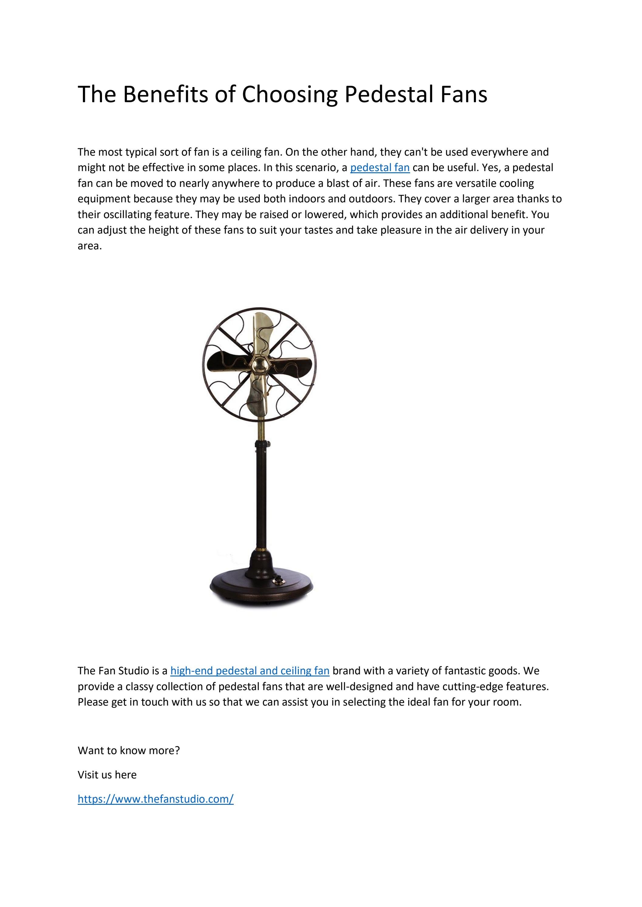 The Benefits of Choosing Pedestal Fans by Sharanamit49 Issuu