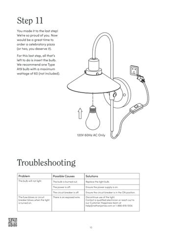 nathanjameshome 灯饰目录 · Reta 壁灯 Instruction Sheet 第 10 页