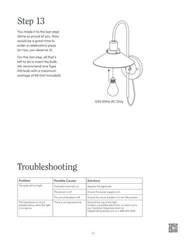 nathanjameshome 灯饰目录 · Reta 壁灯 Instruction Sheet 第 19 页