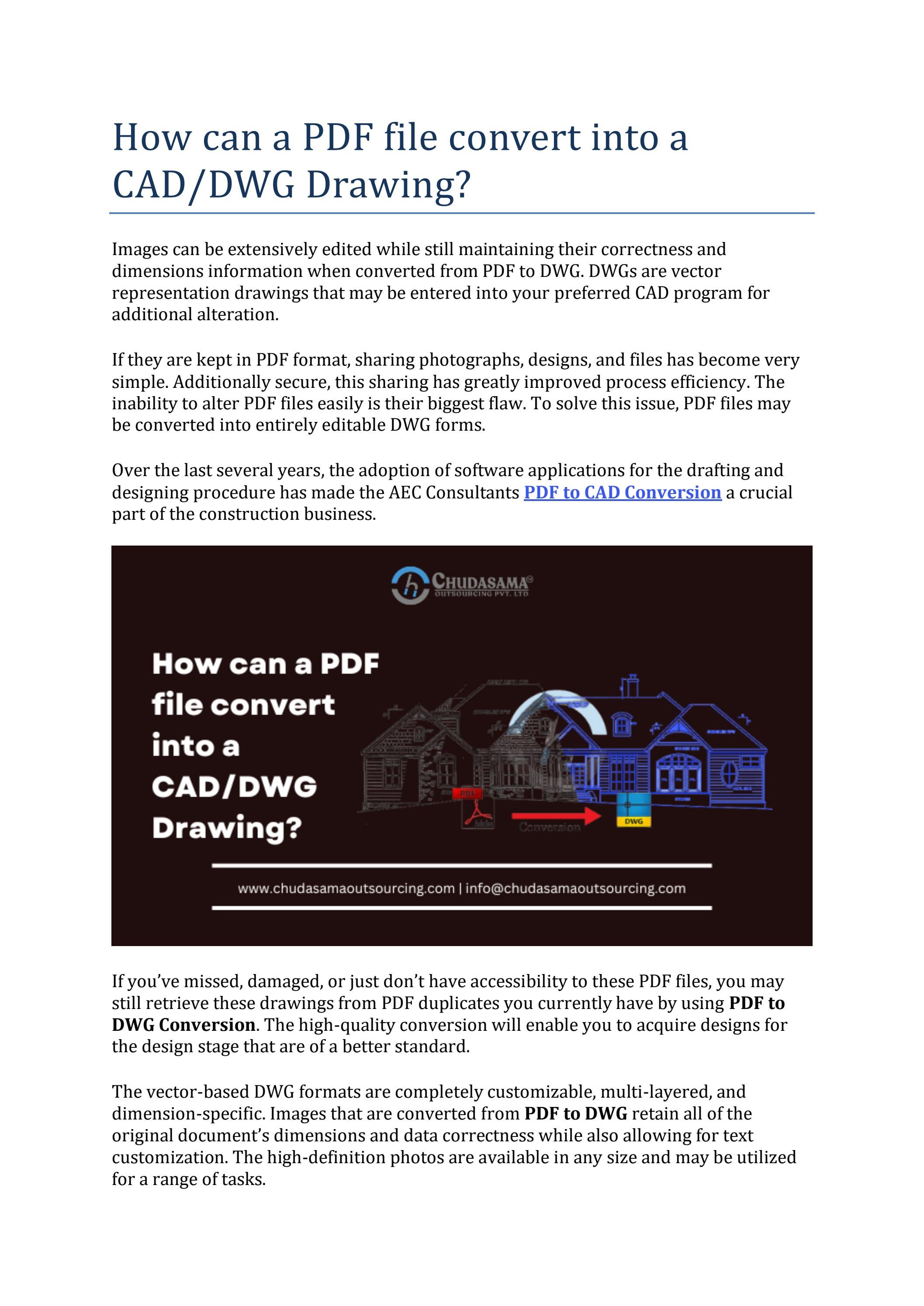 How Can A PDF File Convert Into A CAD DWG Drawing By Chudasama 