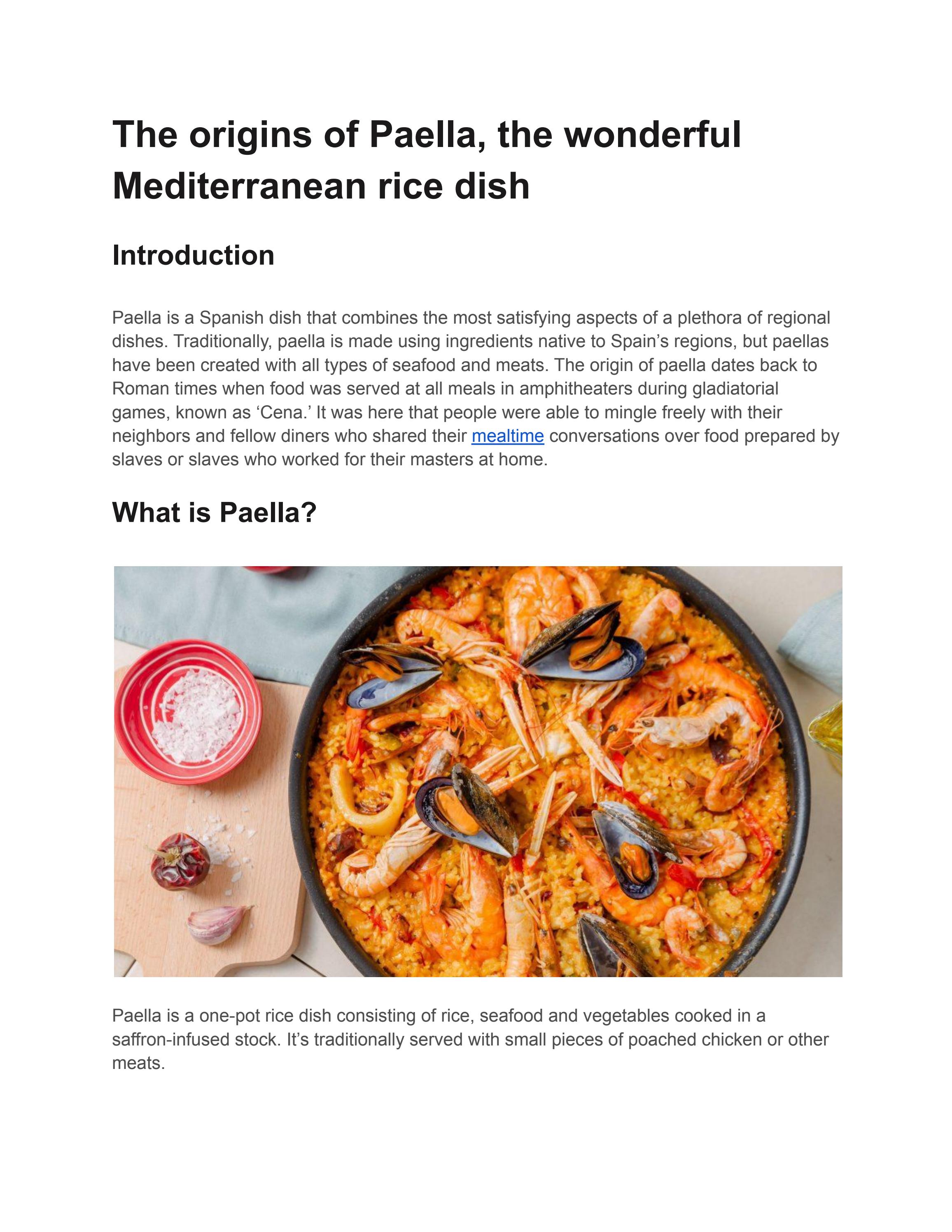 The origins of Paella, the wonderful Mediterranean rice dish by Chenab
