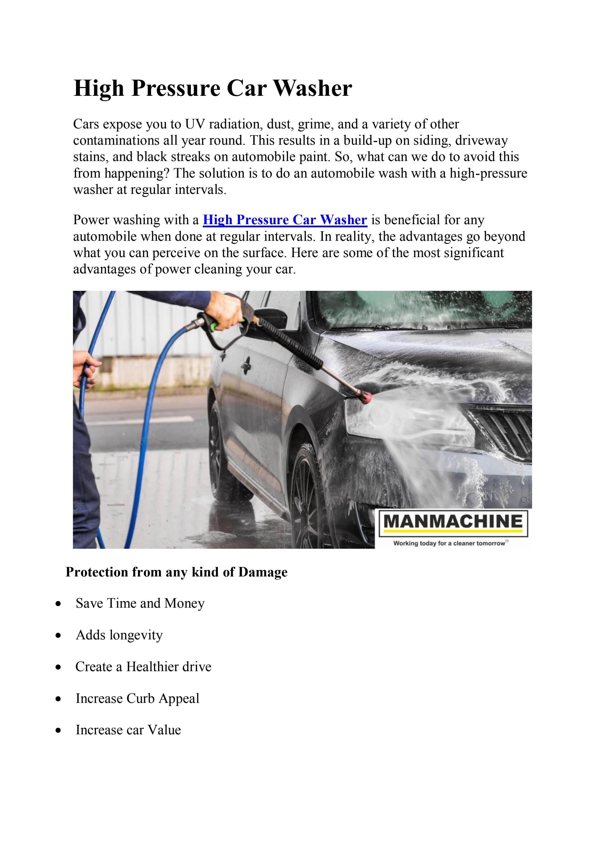 High Pressure Car Washer by Manmachine Works Issuu
