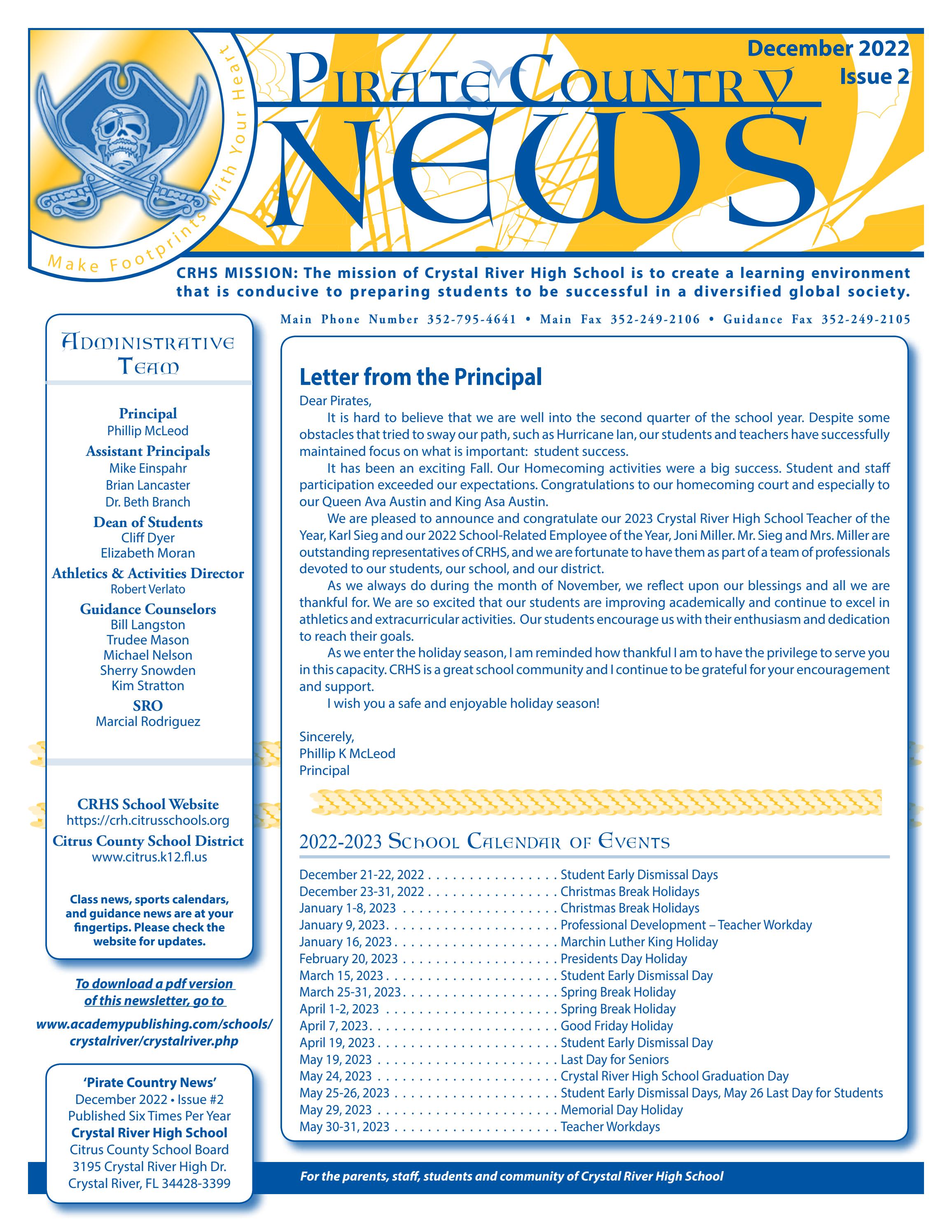 Crystal River High School Newsletter by Academy Publishing, Inc. - Issuu