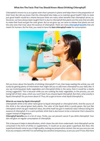 What Are the Facts That You Should Know About Drinking Chlorophyll? by