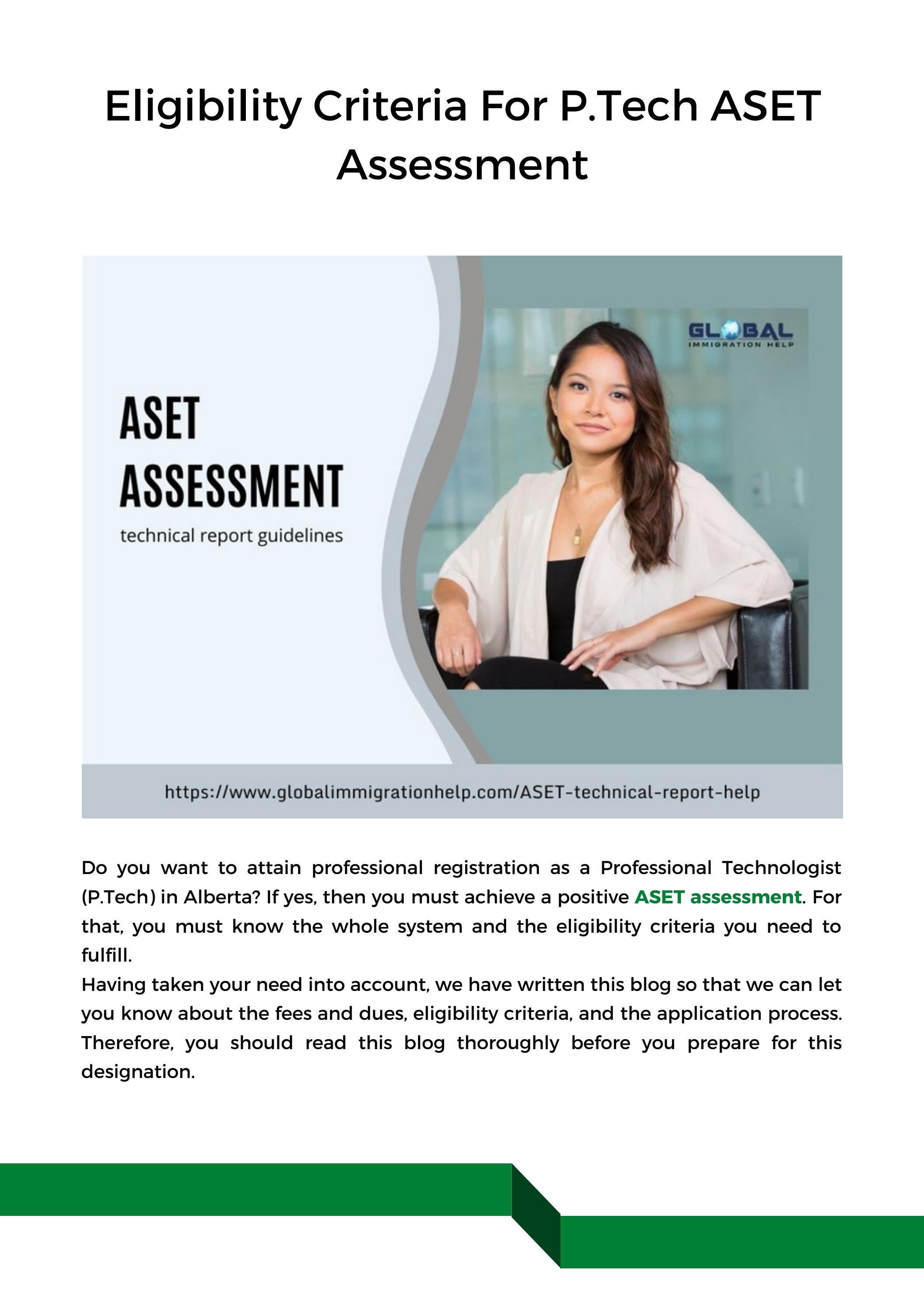 Eligibility Criteria For P.Tech ASET Assessment by Global Immigration