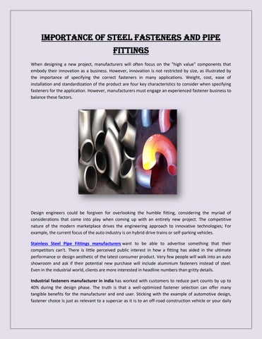 Importance of steel fasteners and pipe fittings by Hilton Steel Issuu