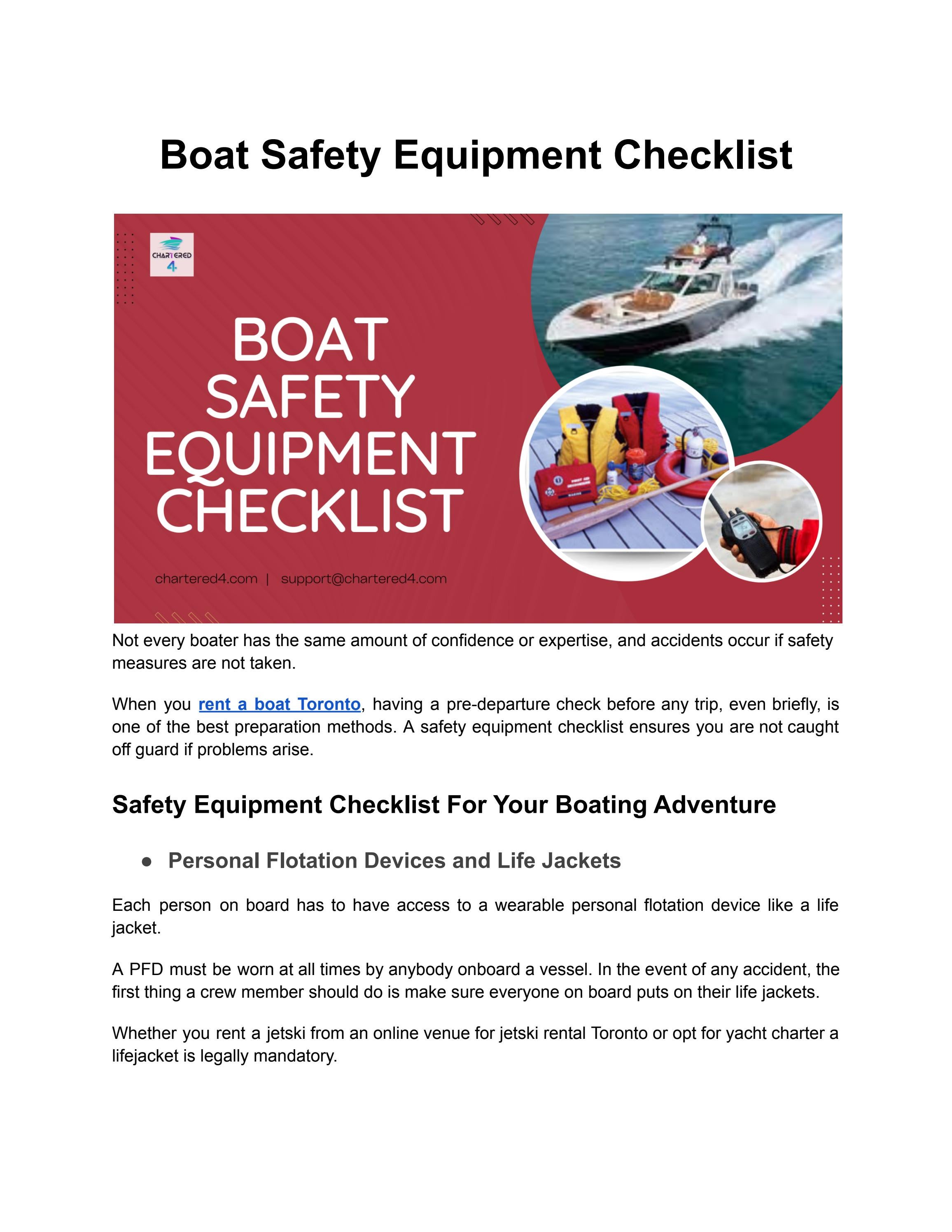 Boat Safety Equipment Checklist by Chartered4_canada Issuu