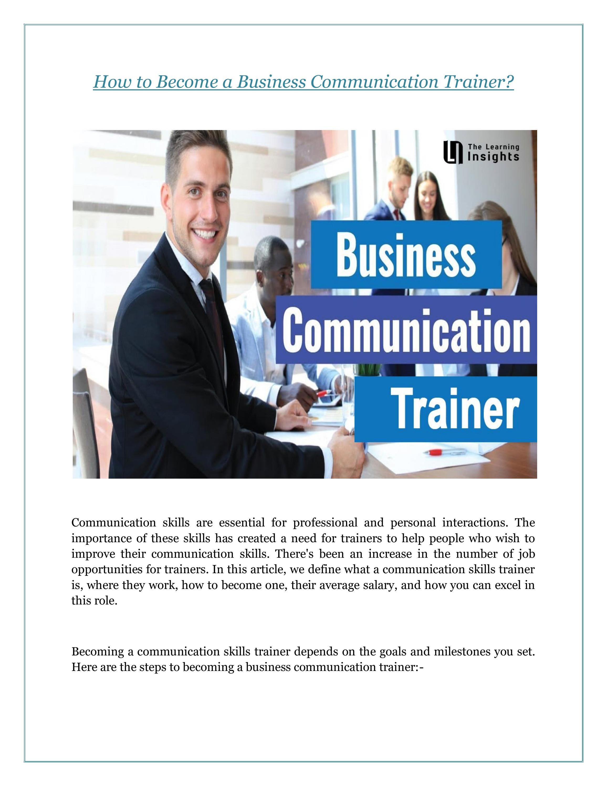 How to a Business Communication Trainer? by The Learning