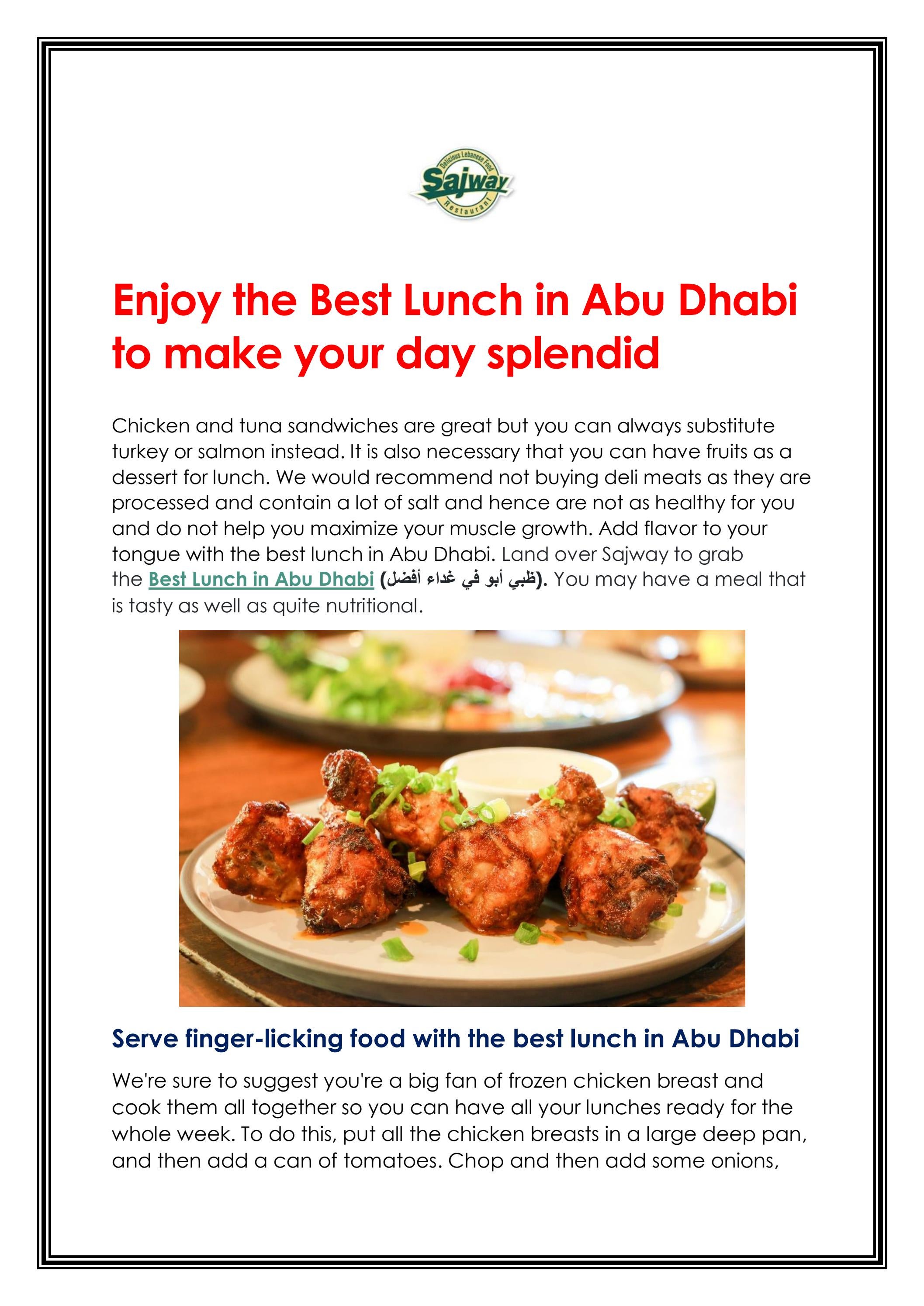 Enjoy the Best Lunch in Abu Dhabi to make your day