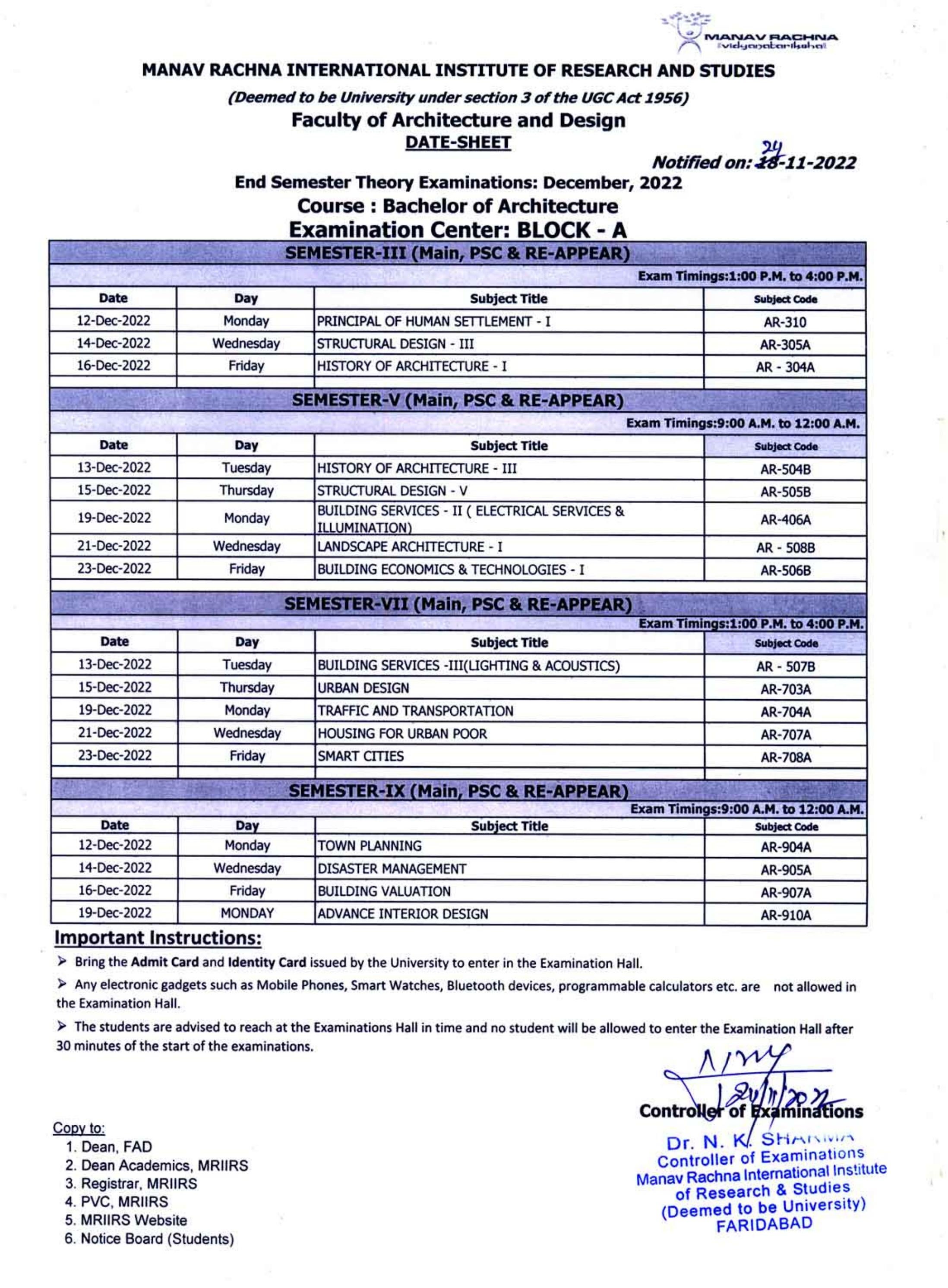fadendsemesterdatesheetdec2022exam by Manav Rachn University Issuu