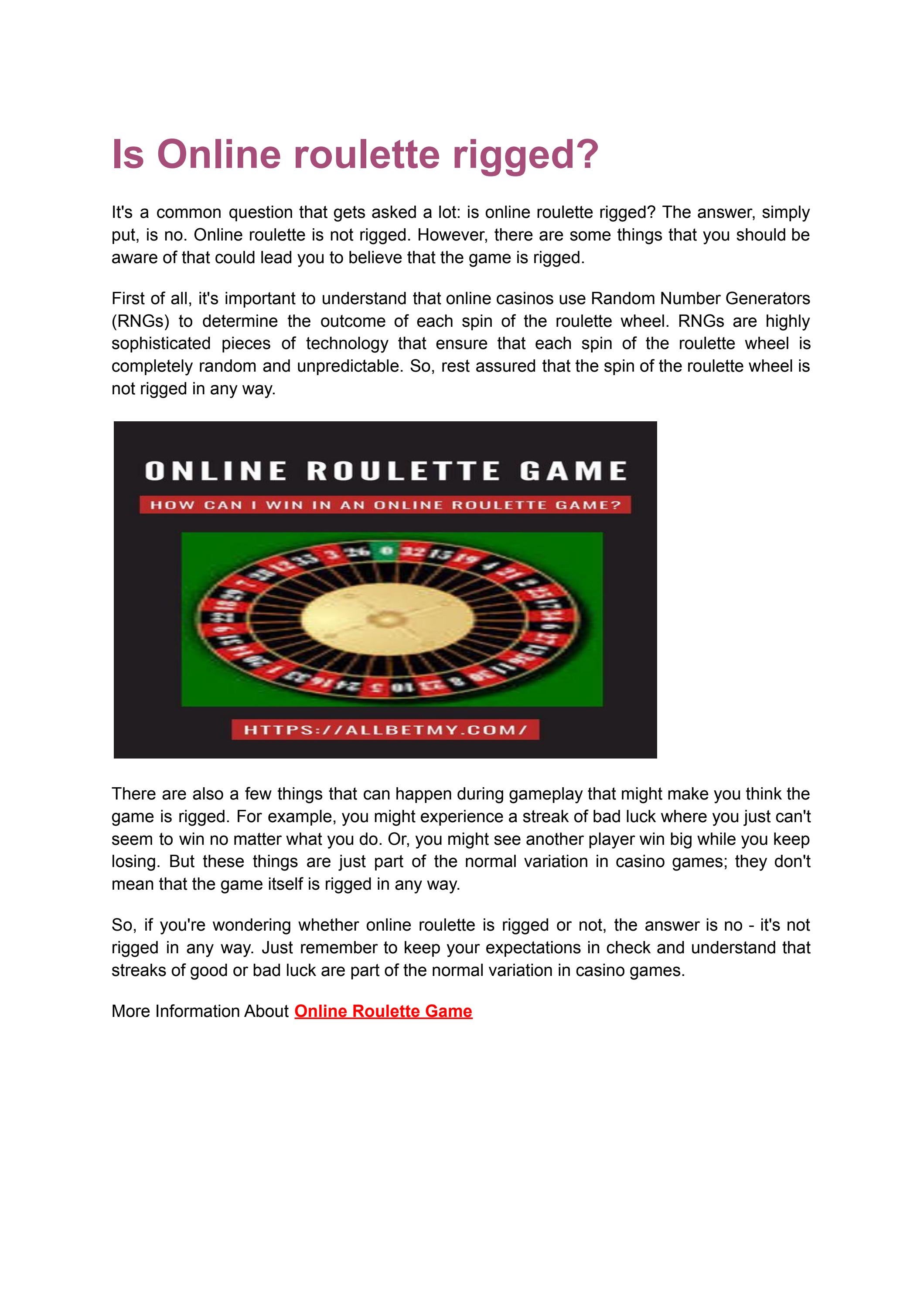Is online roulette rigged? by disuzarobert282 Issuu
