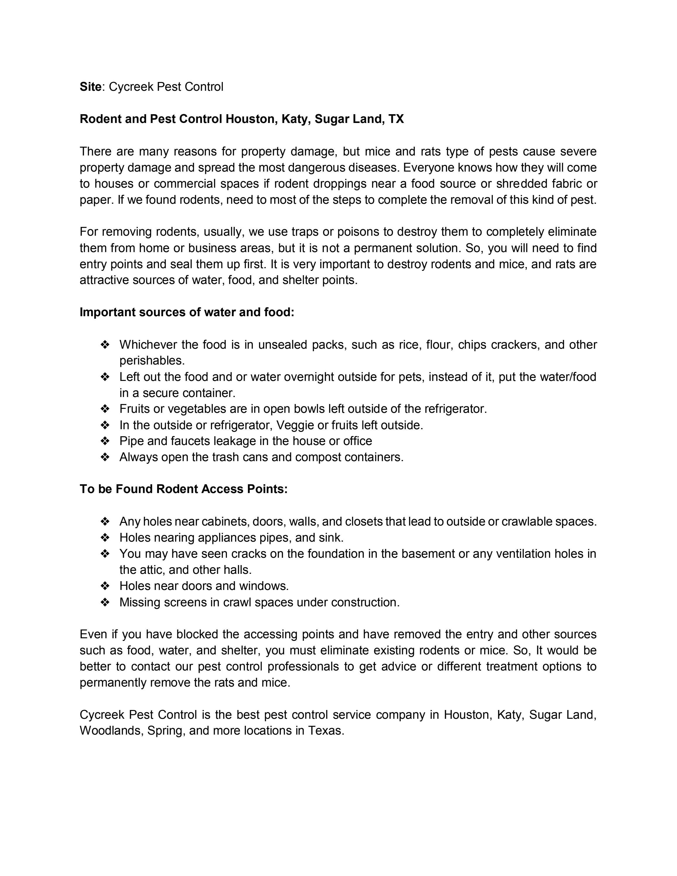 Rodent and Pest Control Houston, Katy, Sugar Land, TX by