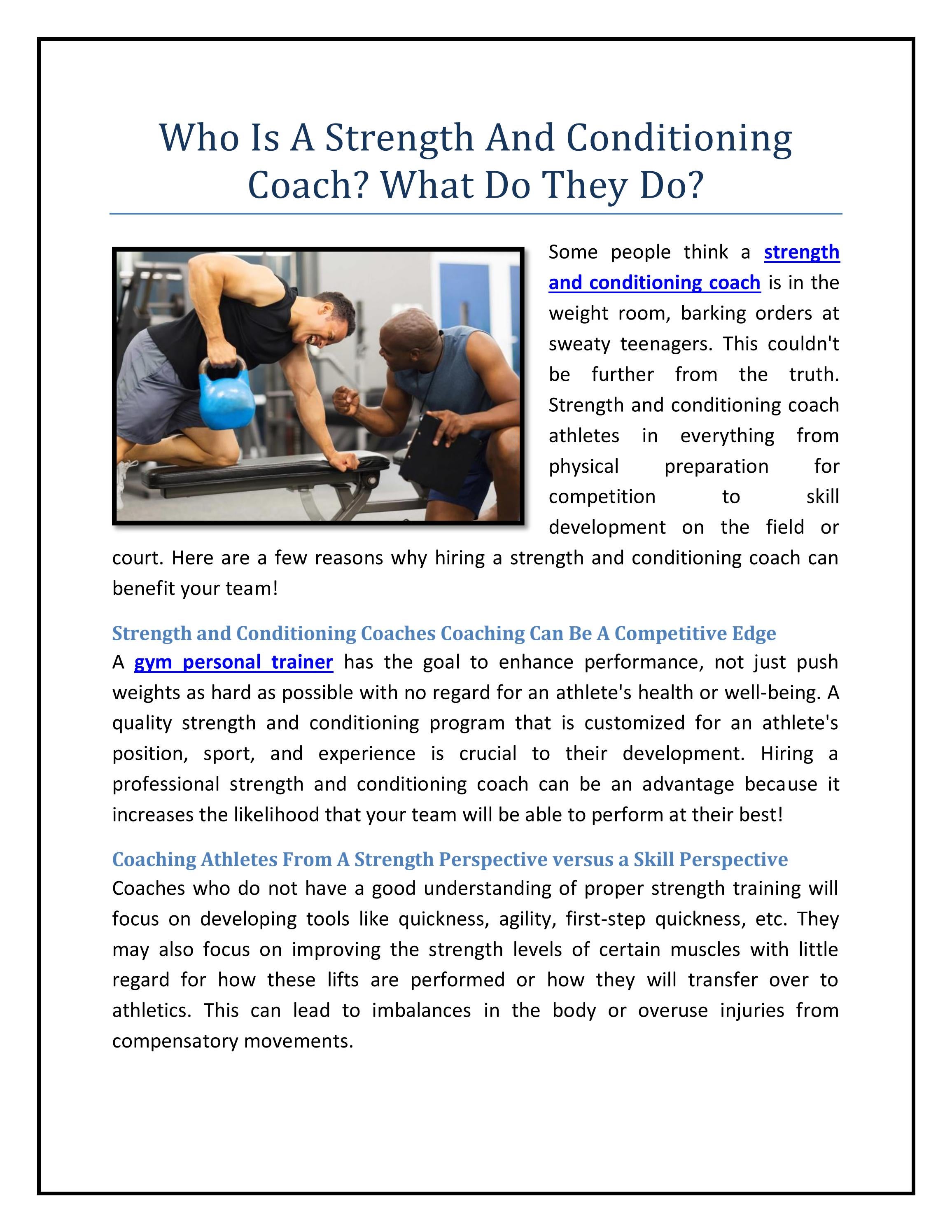 Strength Coach Data Who Is A Strength And Conditioning Coach? What Do They Do? by ...