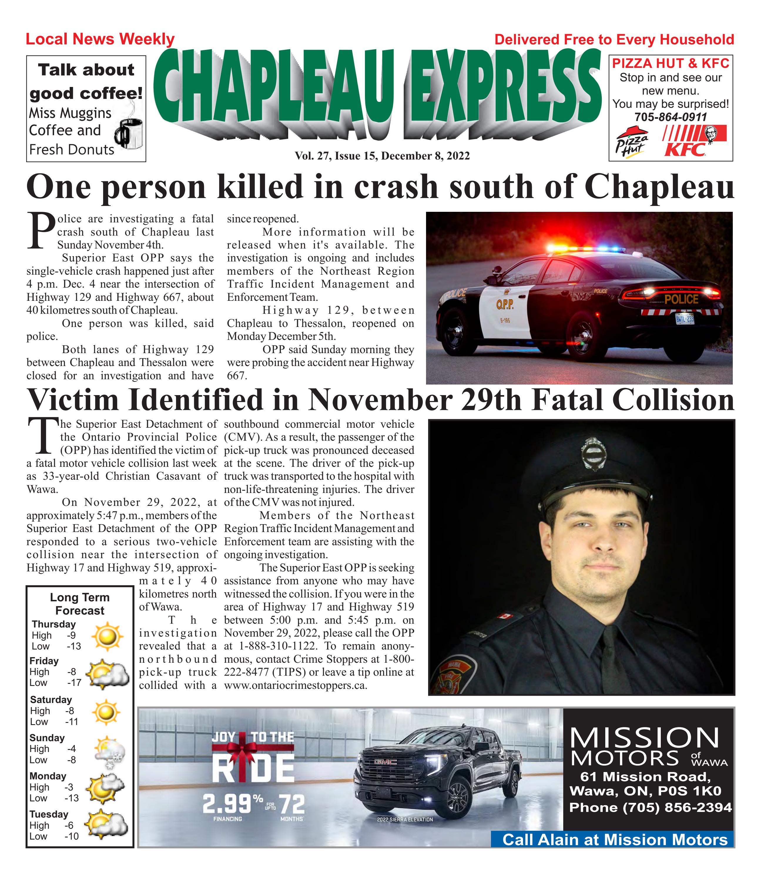 12082022 December 8 2022 by The Chapleau Express Issuu