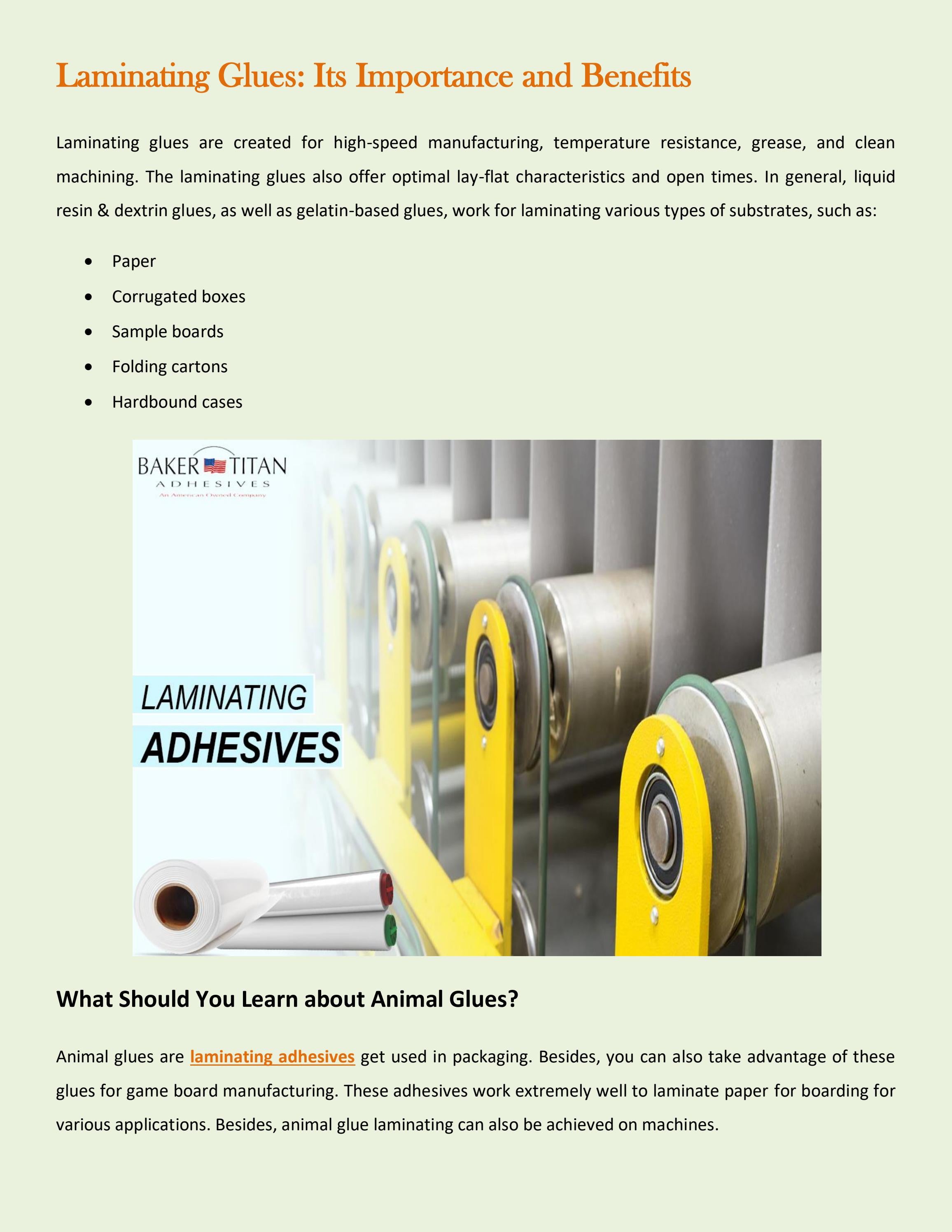 Laminating Glues Its Importance and Benefits by Baker Titan Issuu