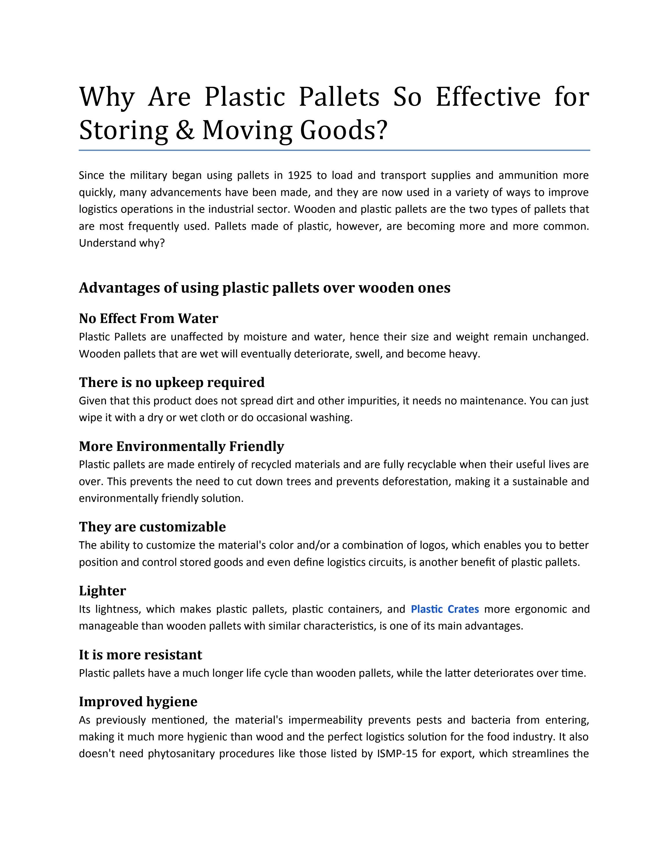 Why Are Plastic Pallets So Effective for Storing & Moving Goods? by
