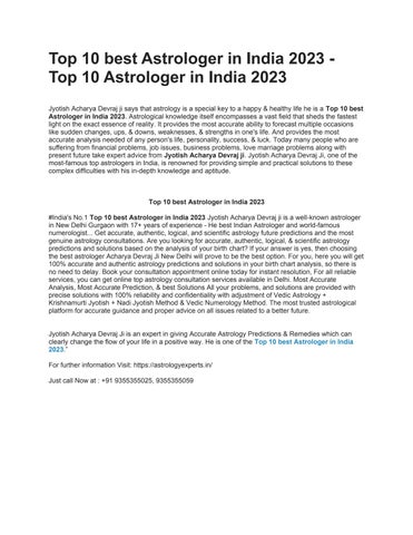 Cover of "Top 10 best Astrologer in India 2023 - Top 10 Astrologer in India 2023"