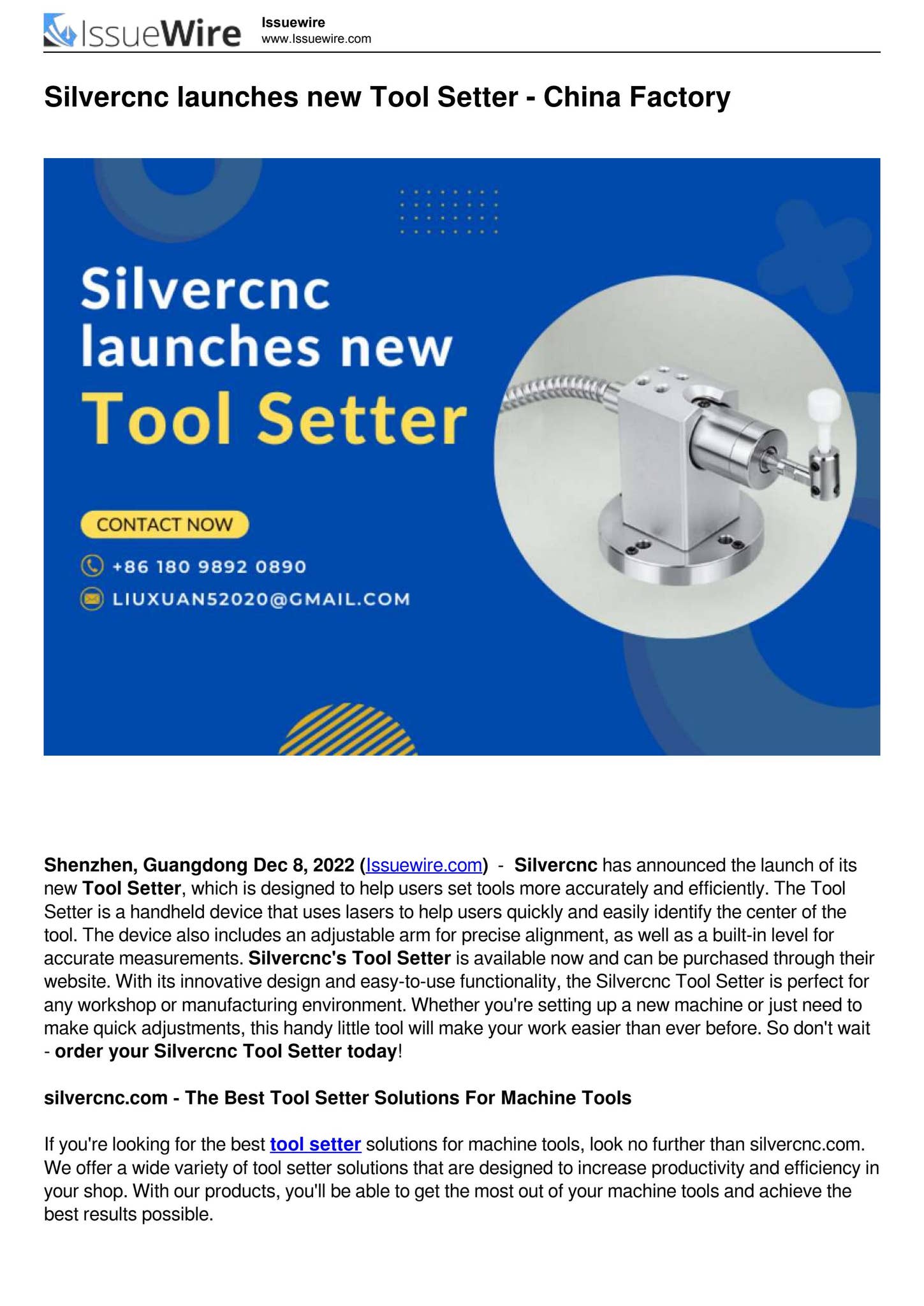 Silvercnc launches new Tool Setter - China Factory by High-Precision ...