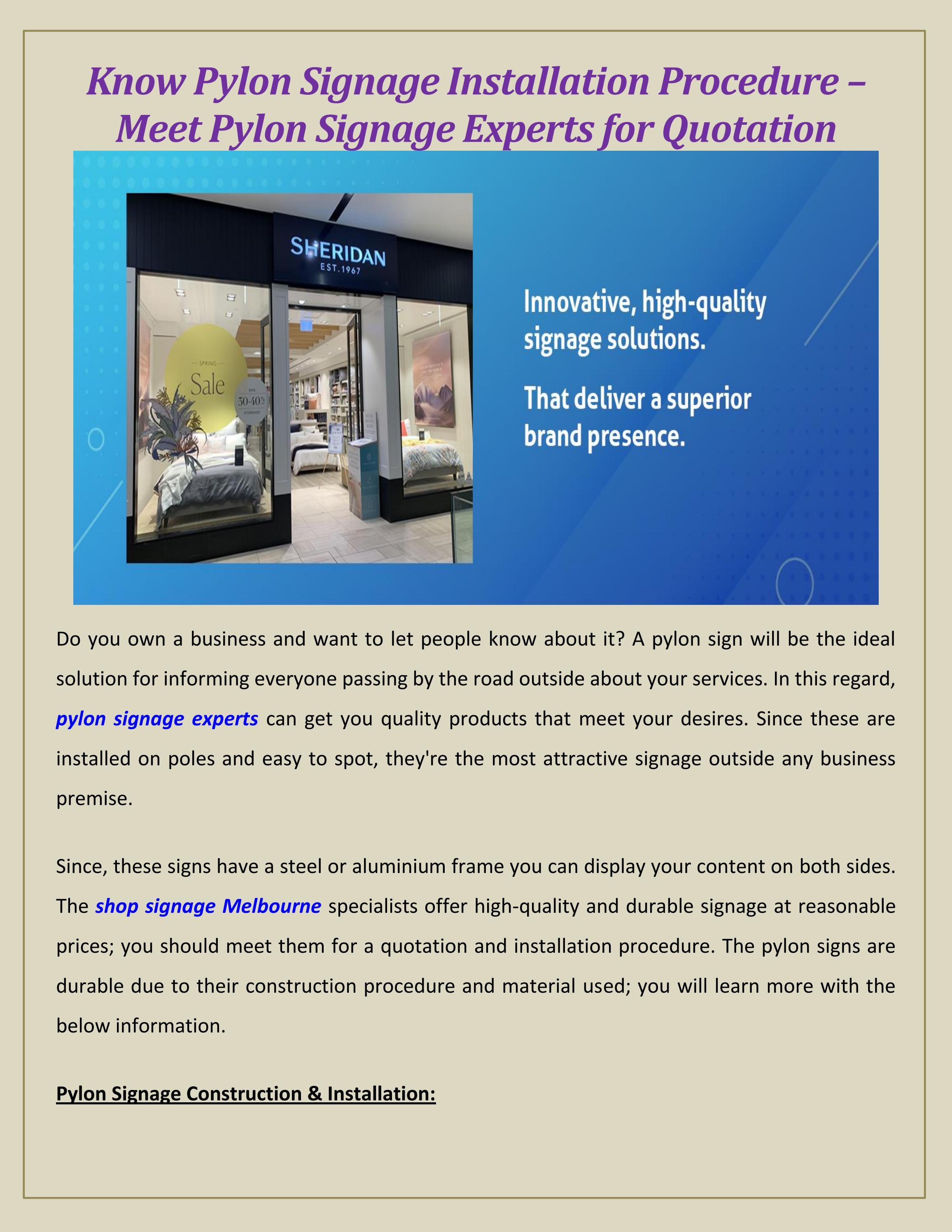 Know Pylon Signage Installation Procedure Meet Pylon Signage Experts