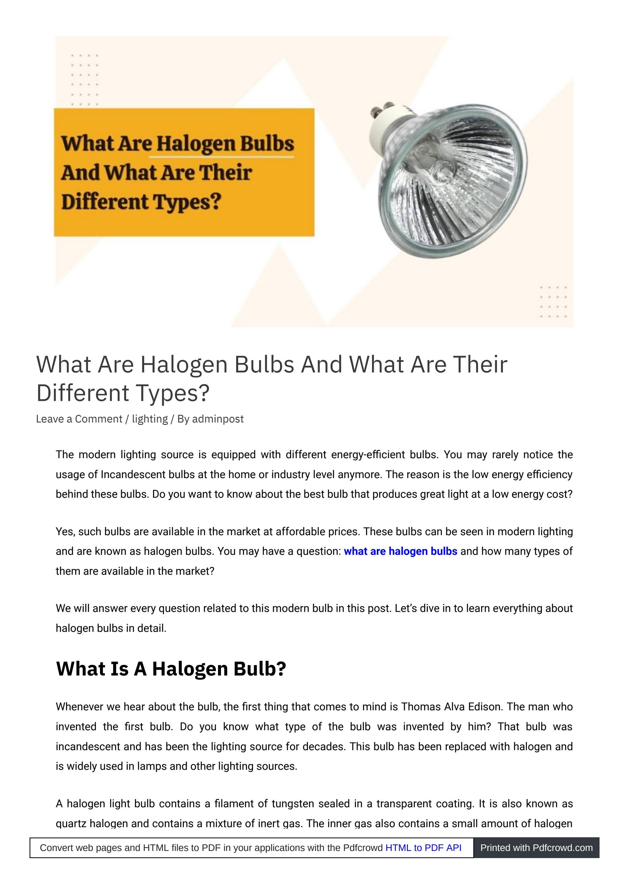 What Are Halogen Bulbs And What Are Their Different Types? by Lamp