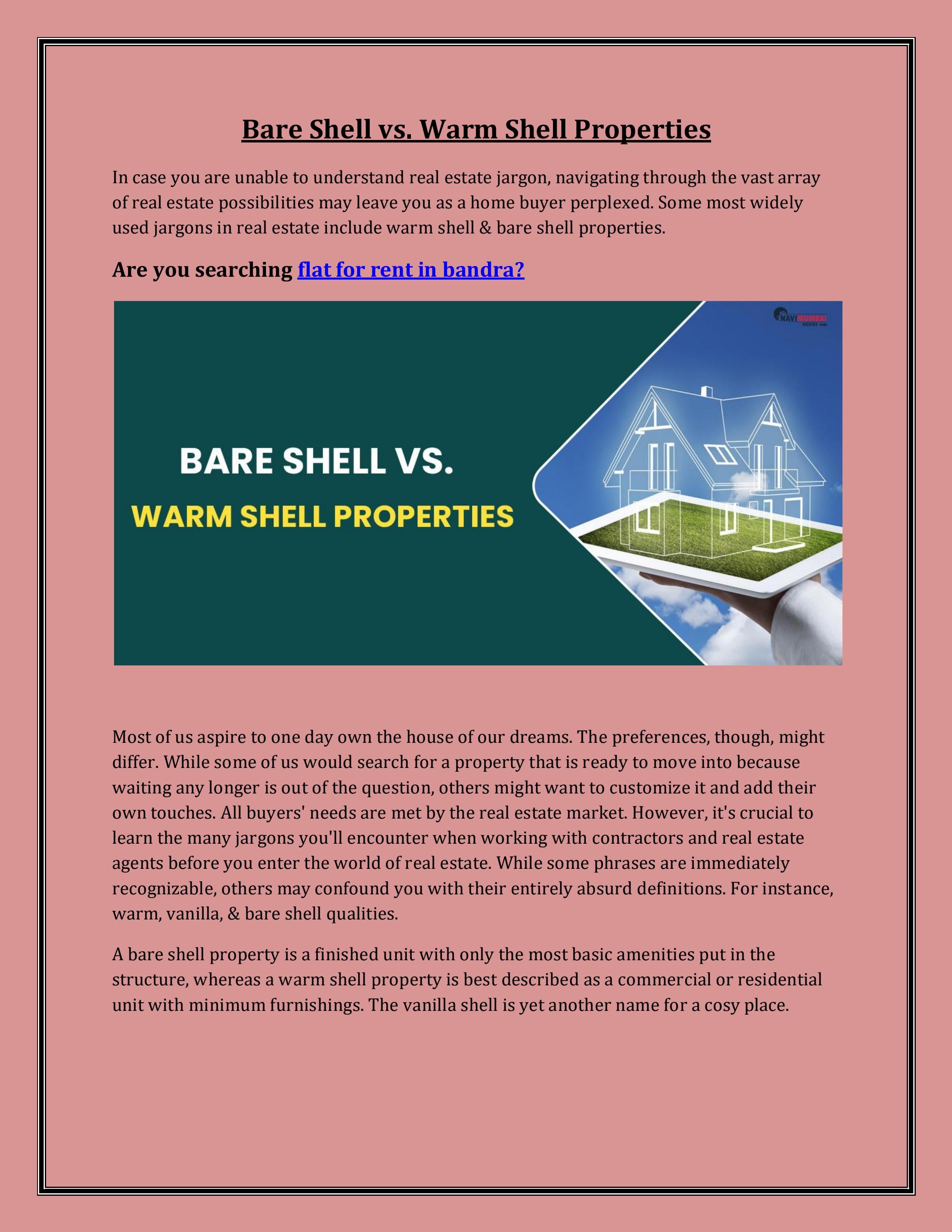 Bare Shell vs. Warm Shell Properties by yamuna navimumbaihouses Issuu