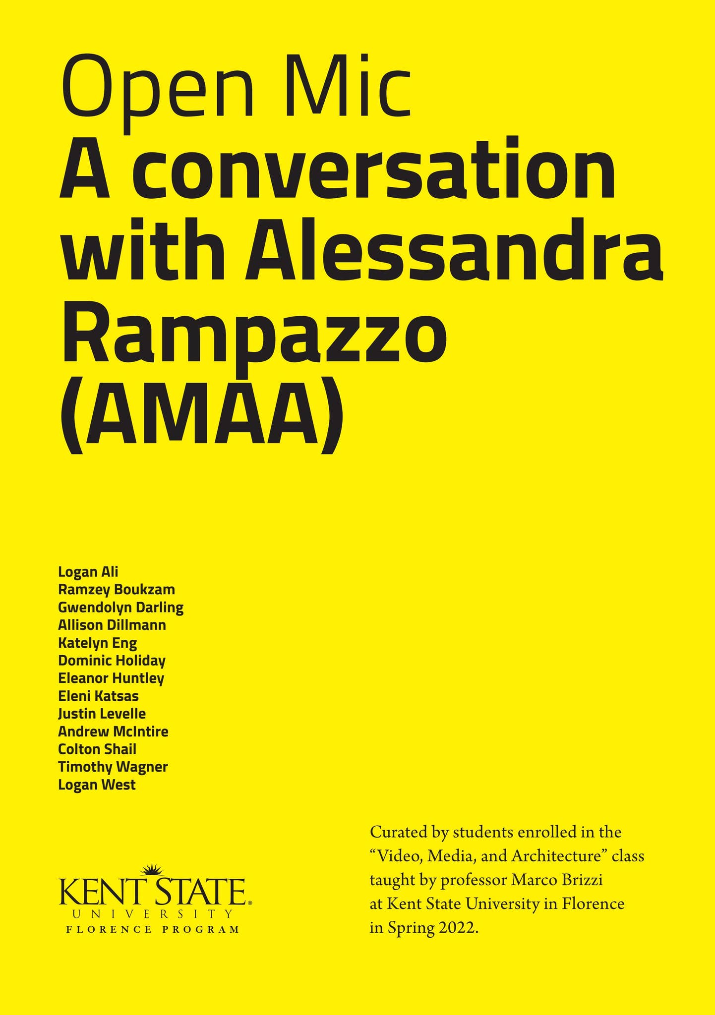 Open Mic. A conversation with Alessandra Rampazzo (AMAA) by Kent State ...