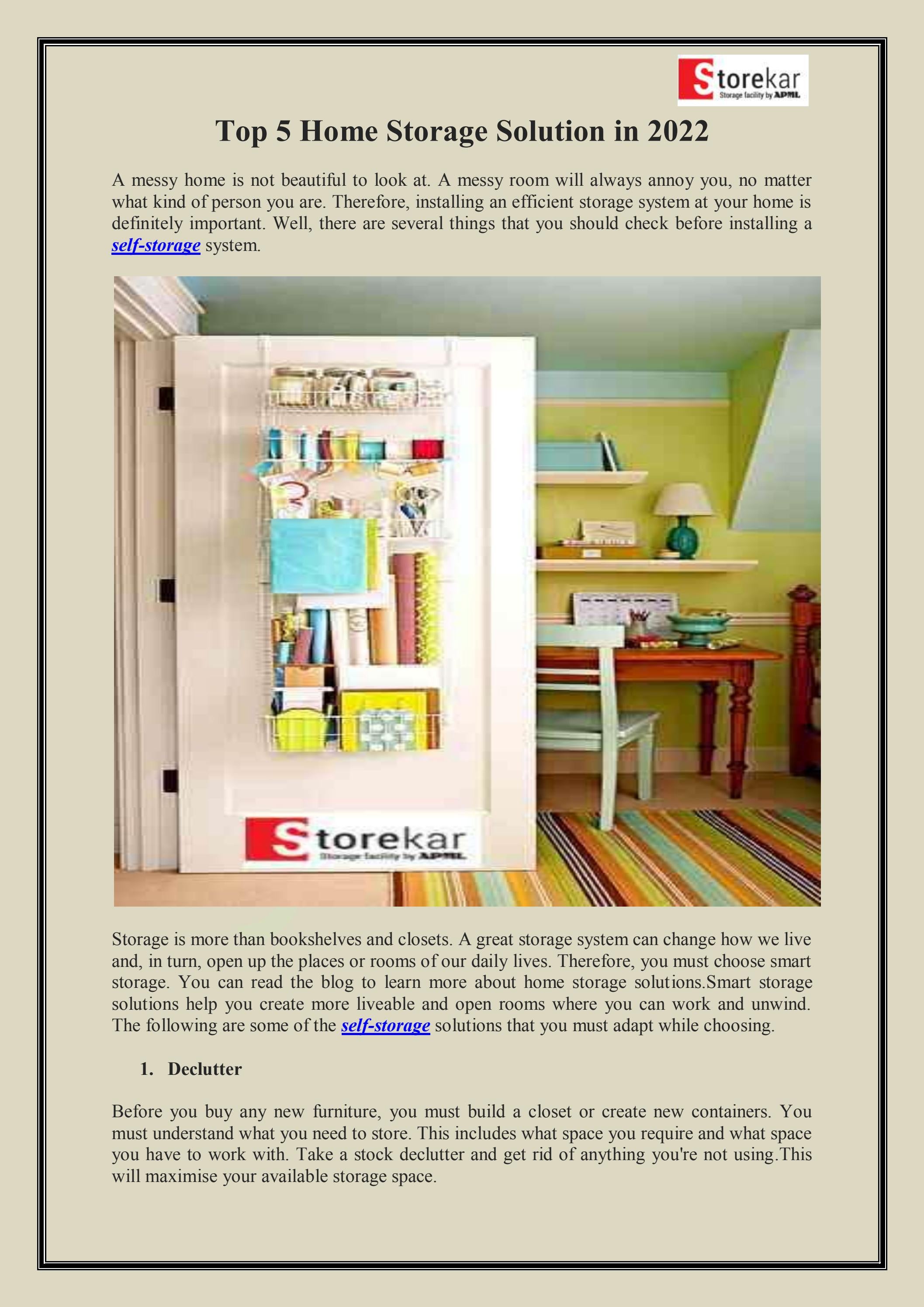 Top 5 Home Storage Solution in 2022 by storekar storage Issuu