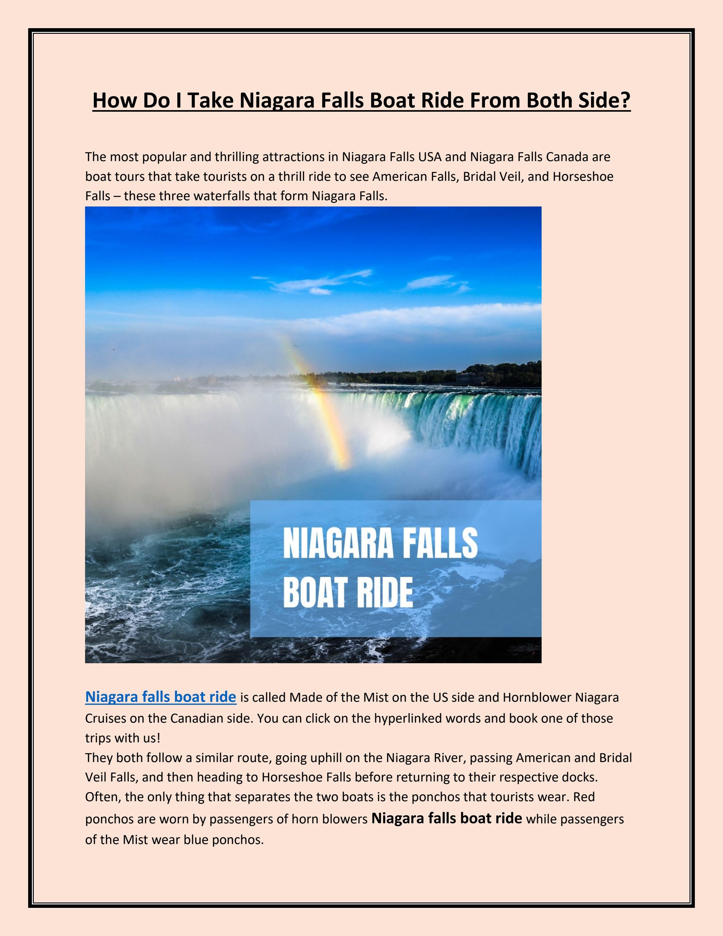 How Do I Niagara Falls Boat Ride Both Side ? by niagara falls tour