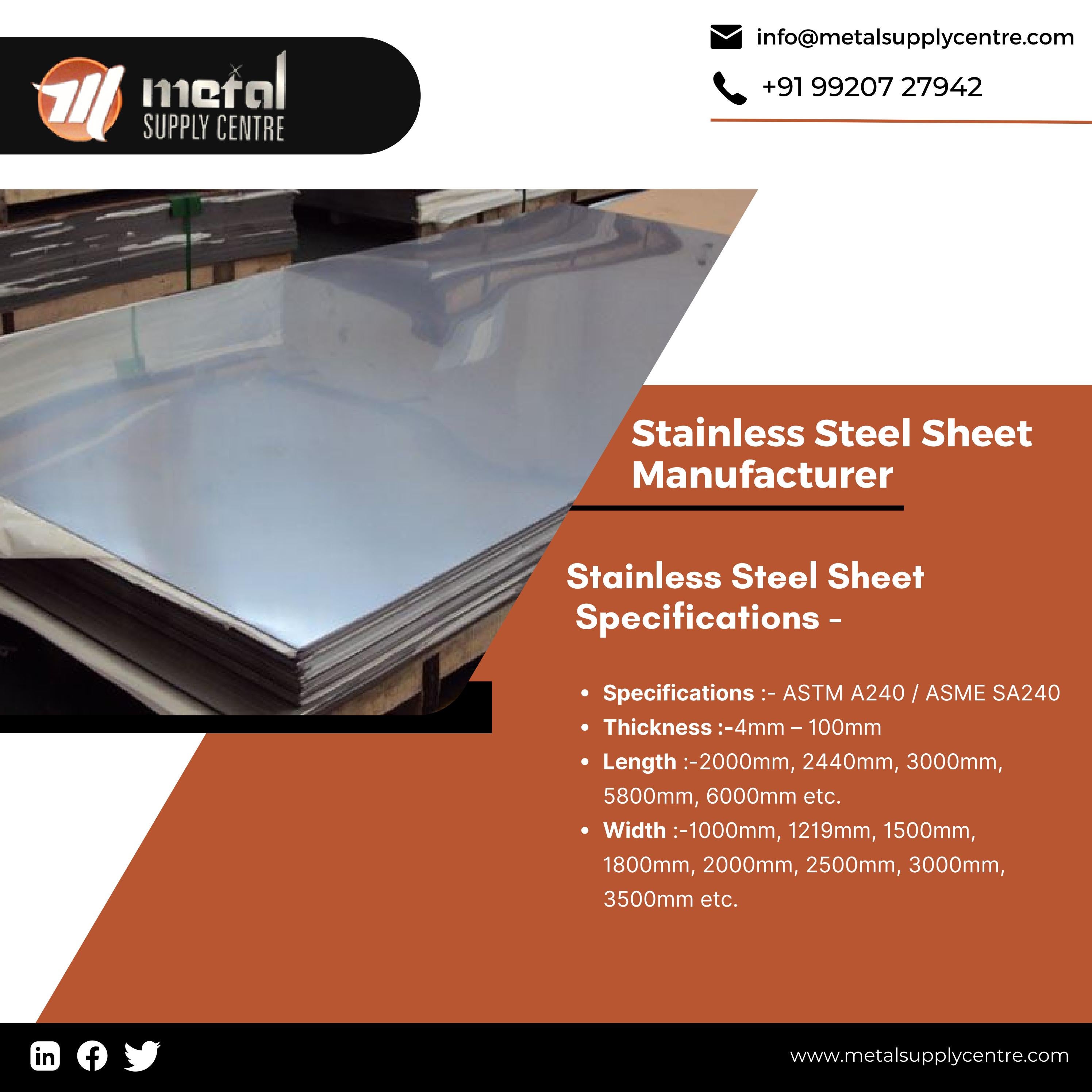 Stainless Steel Sheet and coil Supplier in India by Metal Supply Centre