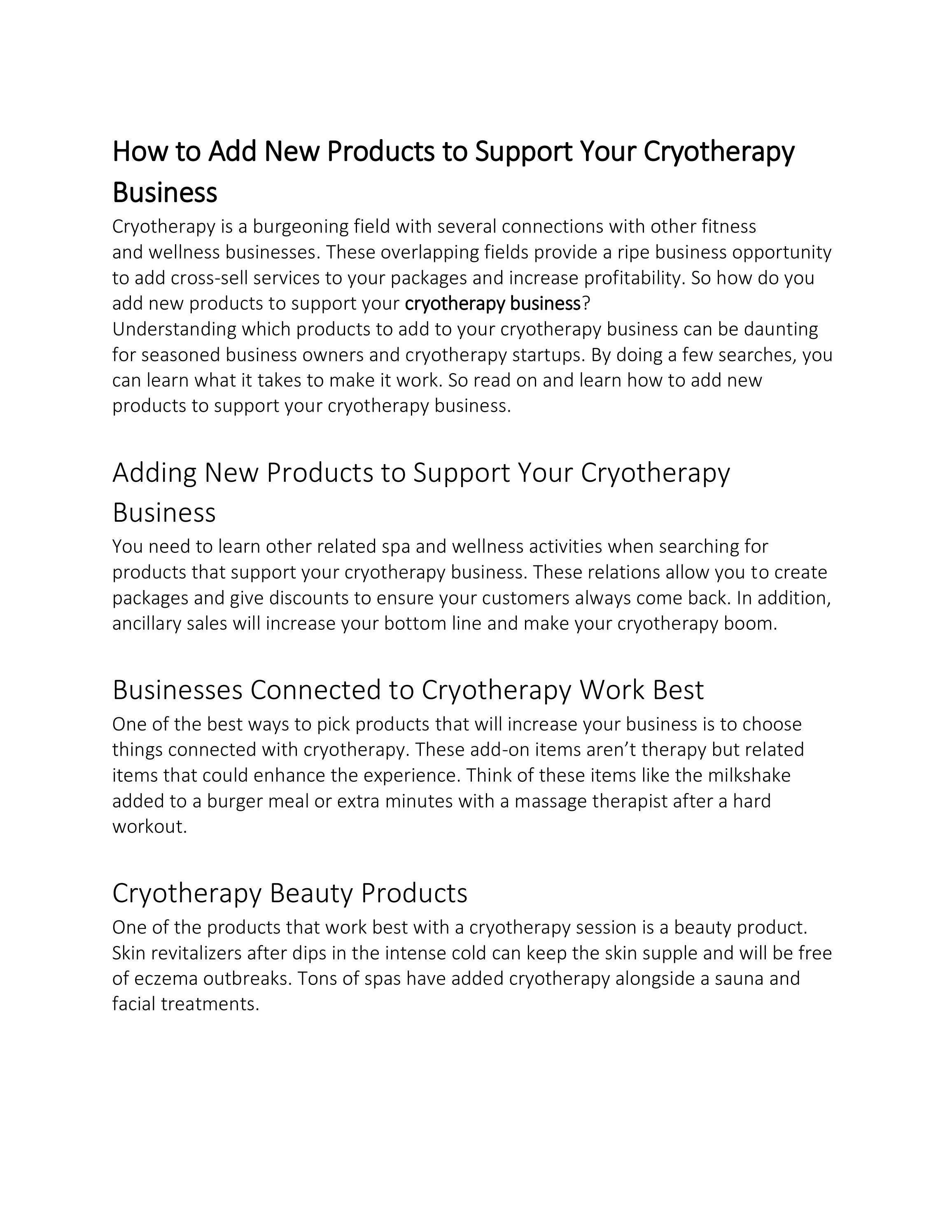 How to Add New Products to Support Your Cryotherapy Business by cry con Issuu