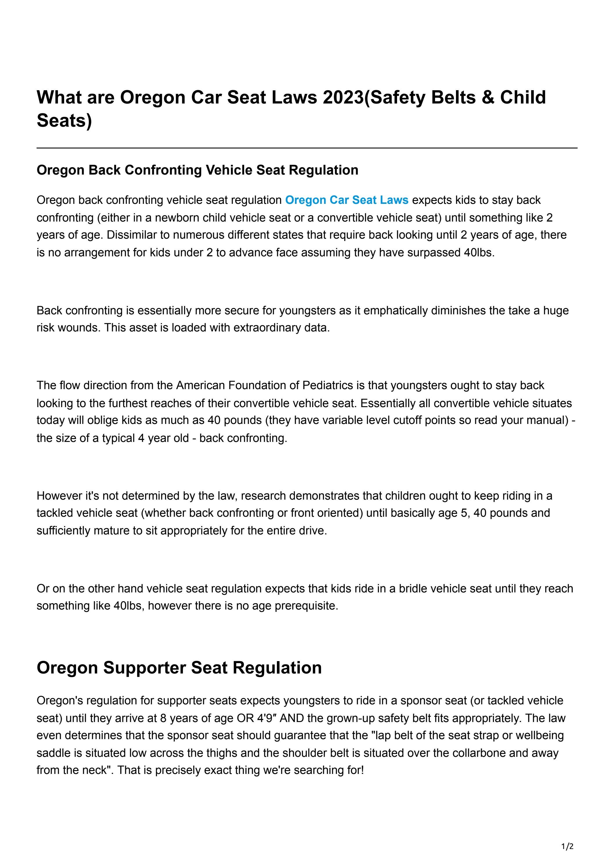 Oregon Car Seat Laws by aiza fizza Issuu