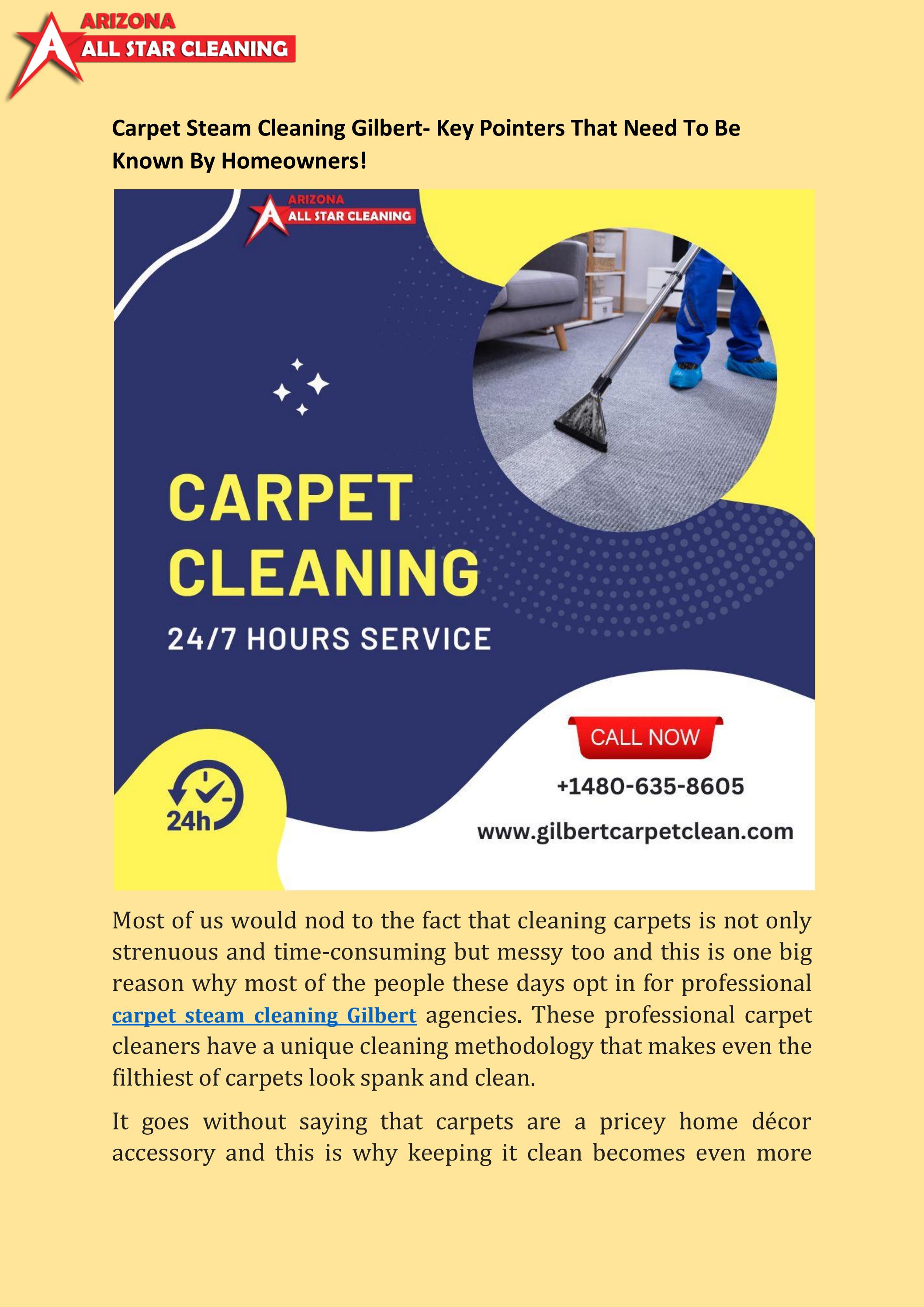 Carpet Steam Cleaning Gilbert Key Pointers That Need To Be Known By