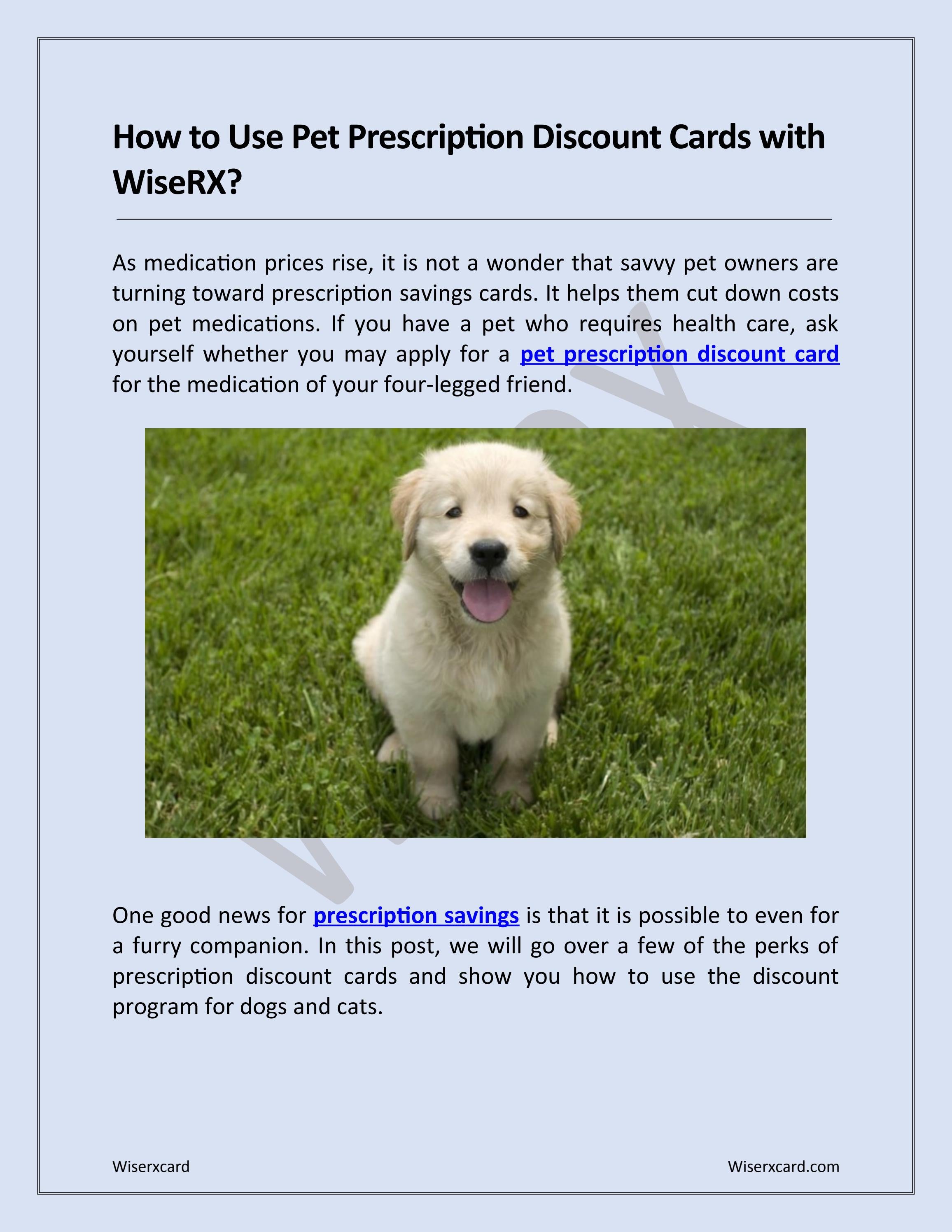 How to Use Pet Prescription Discount Cards with WiseRX? by Wise Rx Card