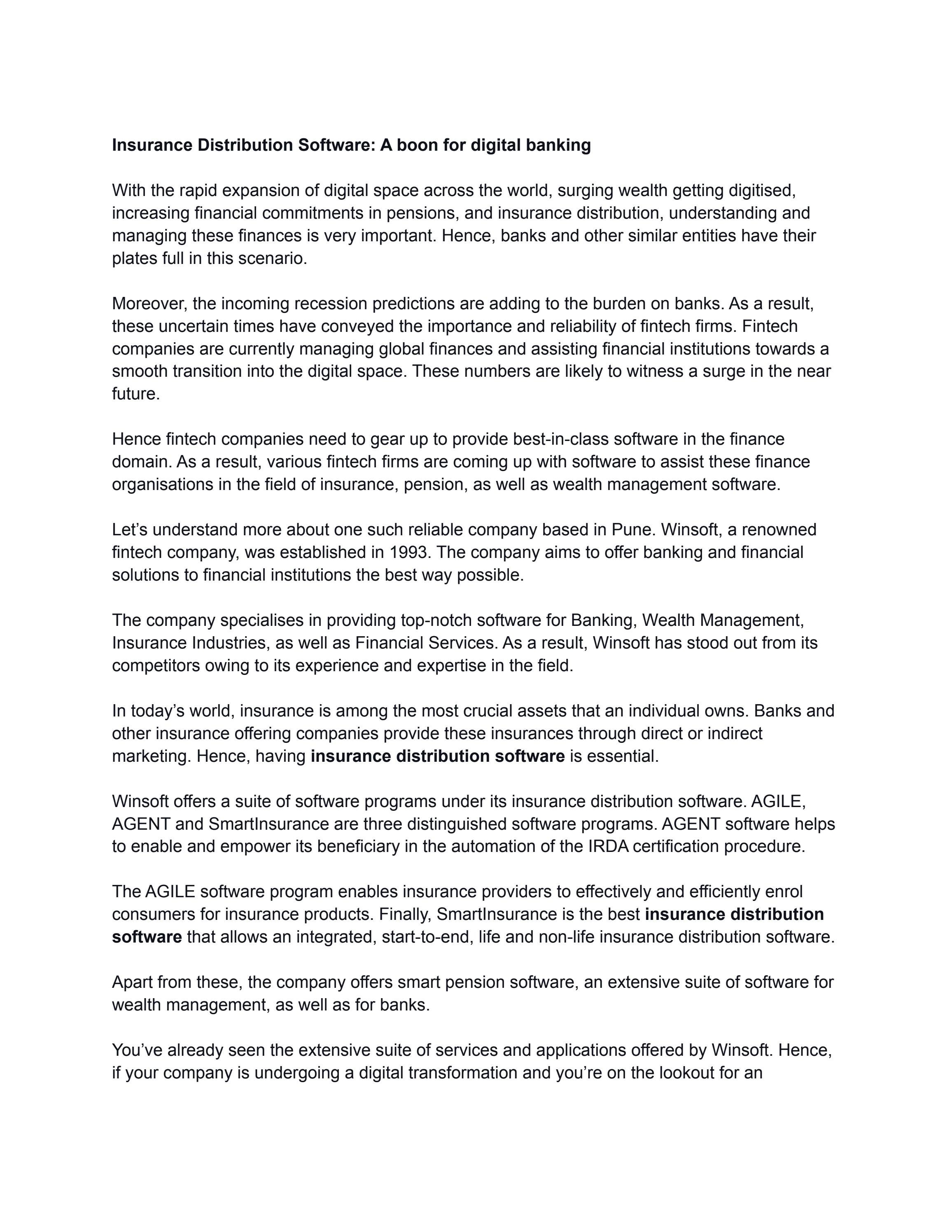 Insurance Distribution Software A boon for digital banking by