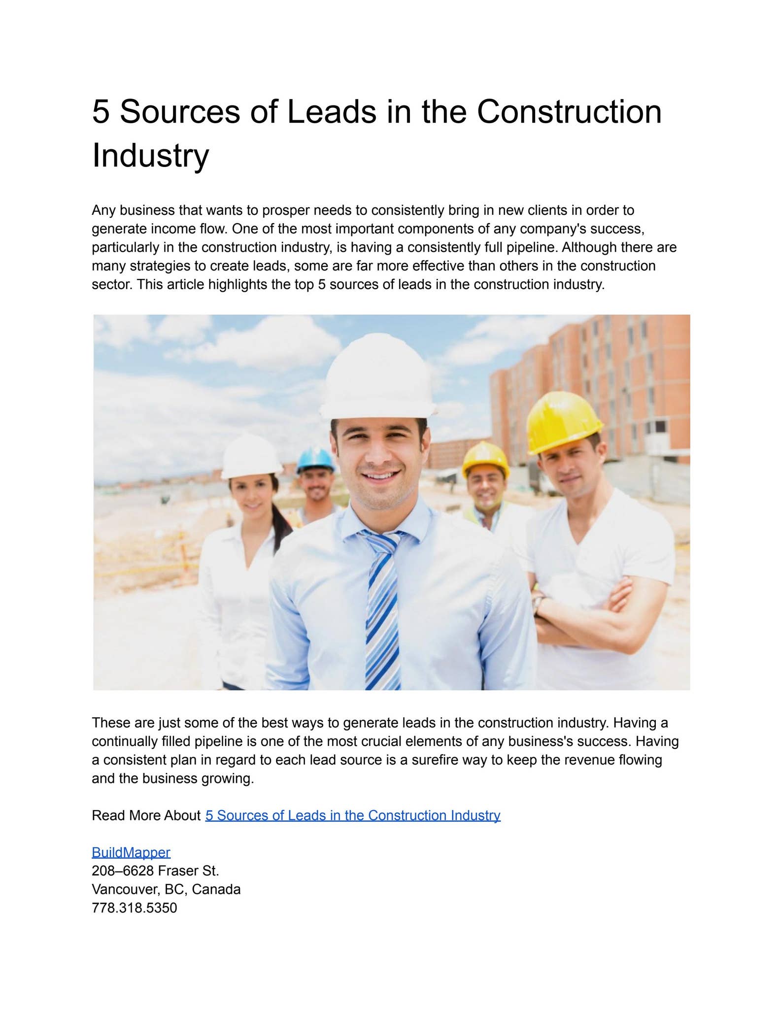 5 Sources of Leads in the Construction Industry by Buildmapper - Issuu