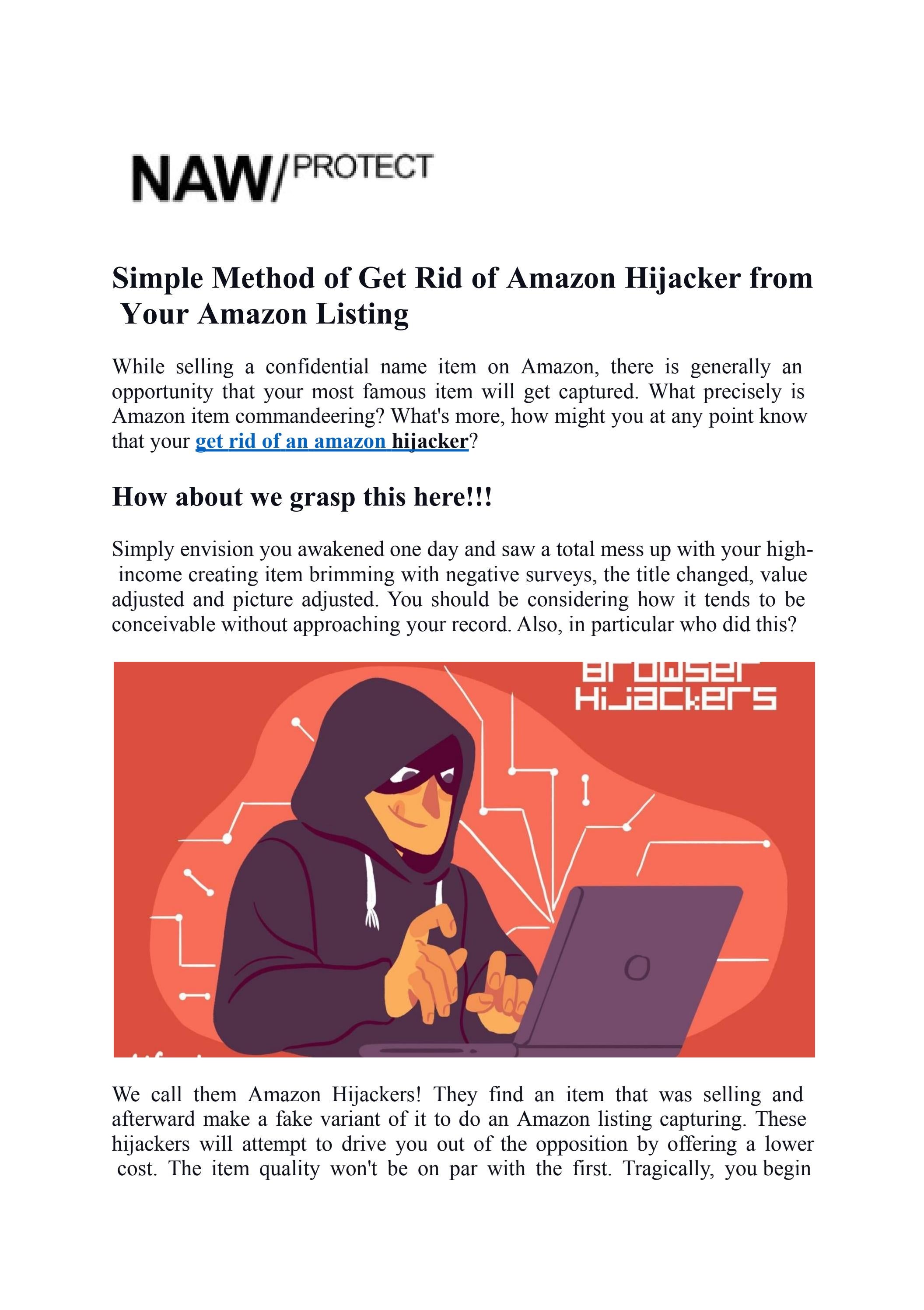 Simple Method of Get Rid of Amazon Hijacker from Your Amazon Listing by