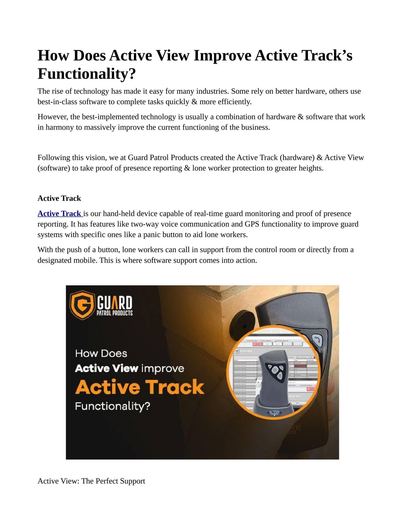 How Does Active View Improve Active Track’s Functionality? by Guard ...