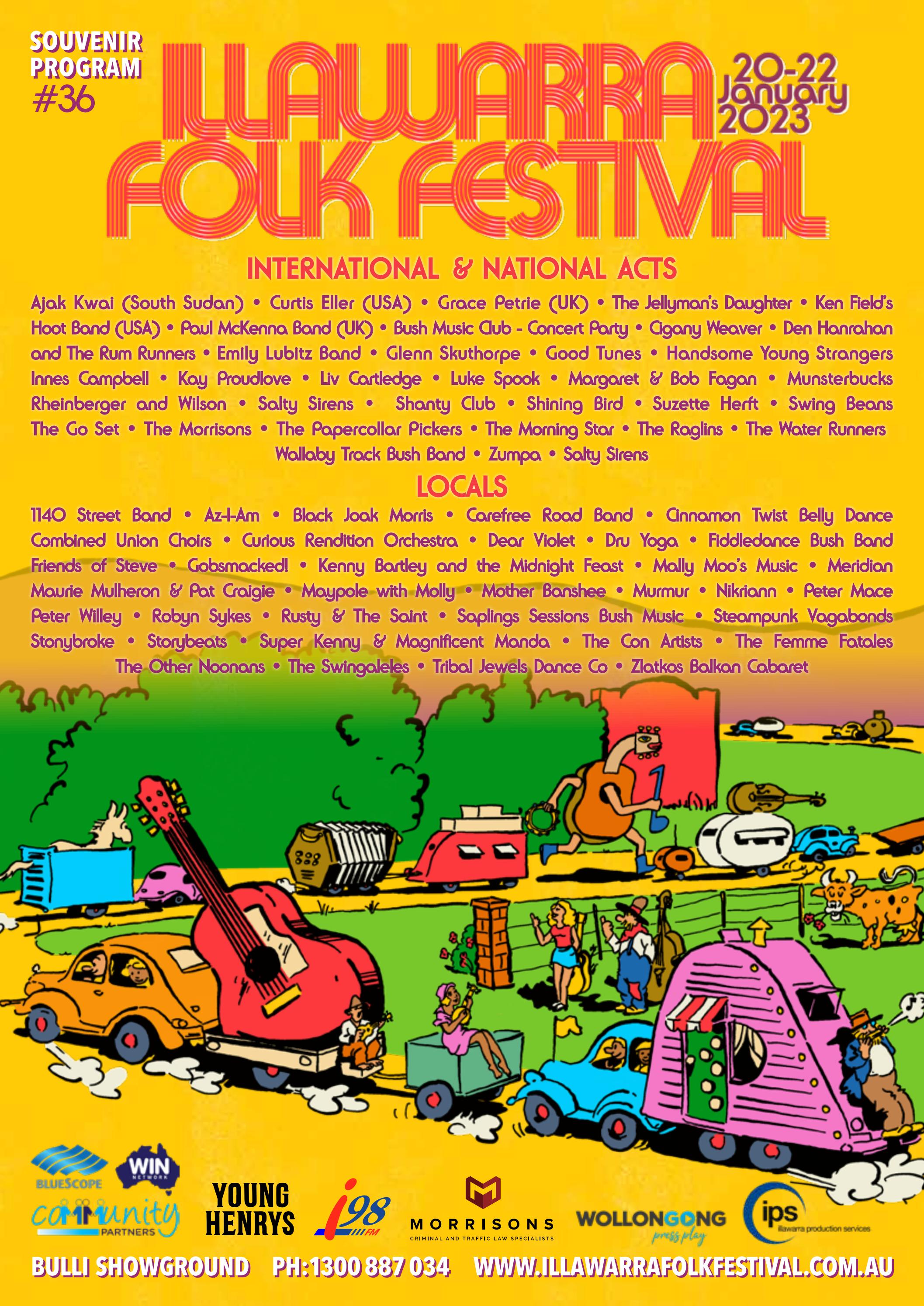 2023 Illawarra Folk Festival Souvenir Program 16 pages by David De