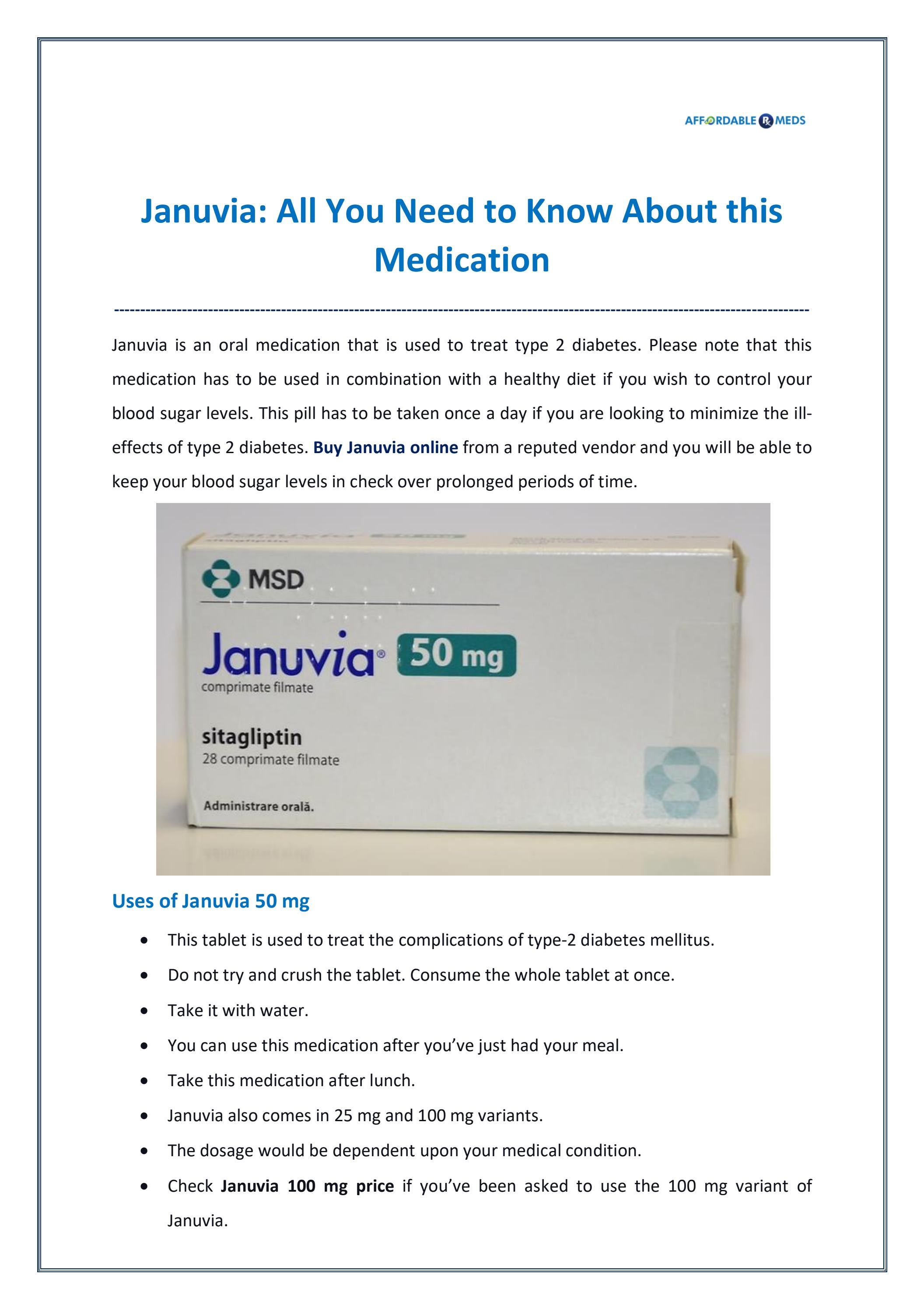Januvia All You Need to Know About this Medication by Affordable Rx