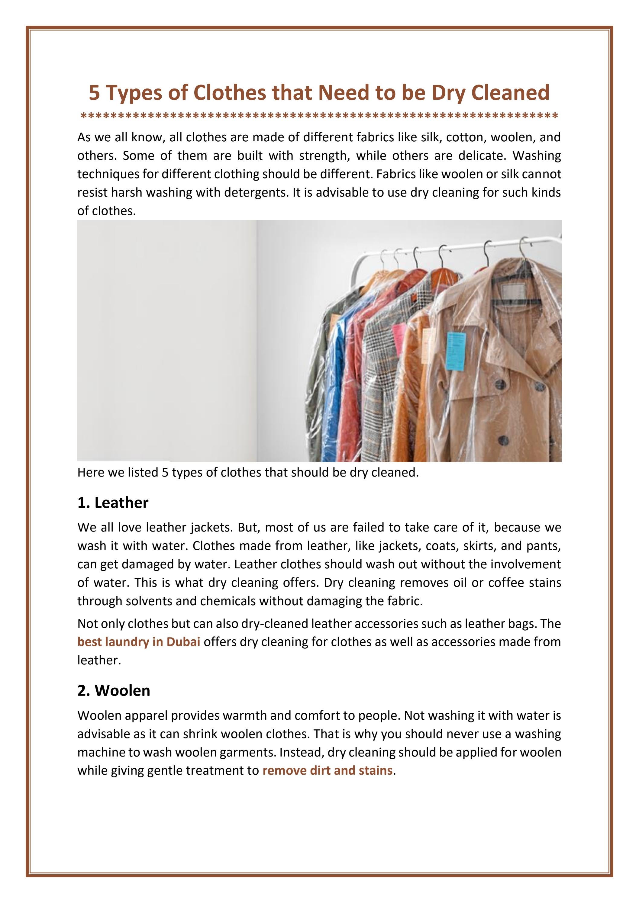 5 Types of Clothes that Need to be Dry Cleaned by Image Laundry Issuu