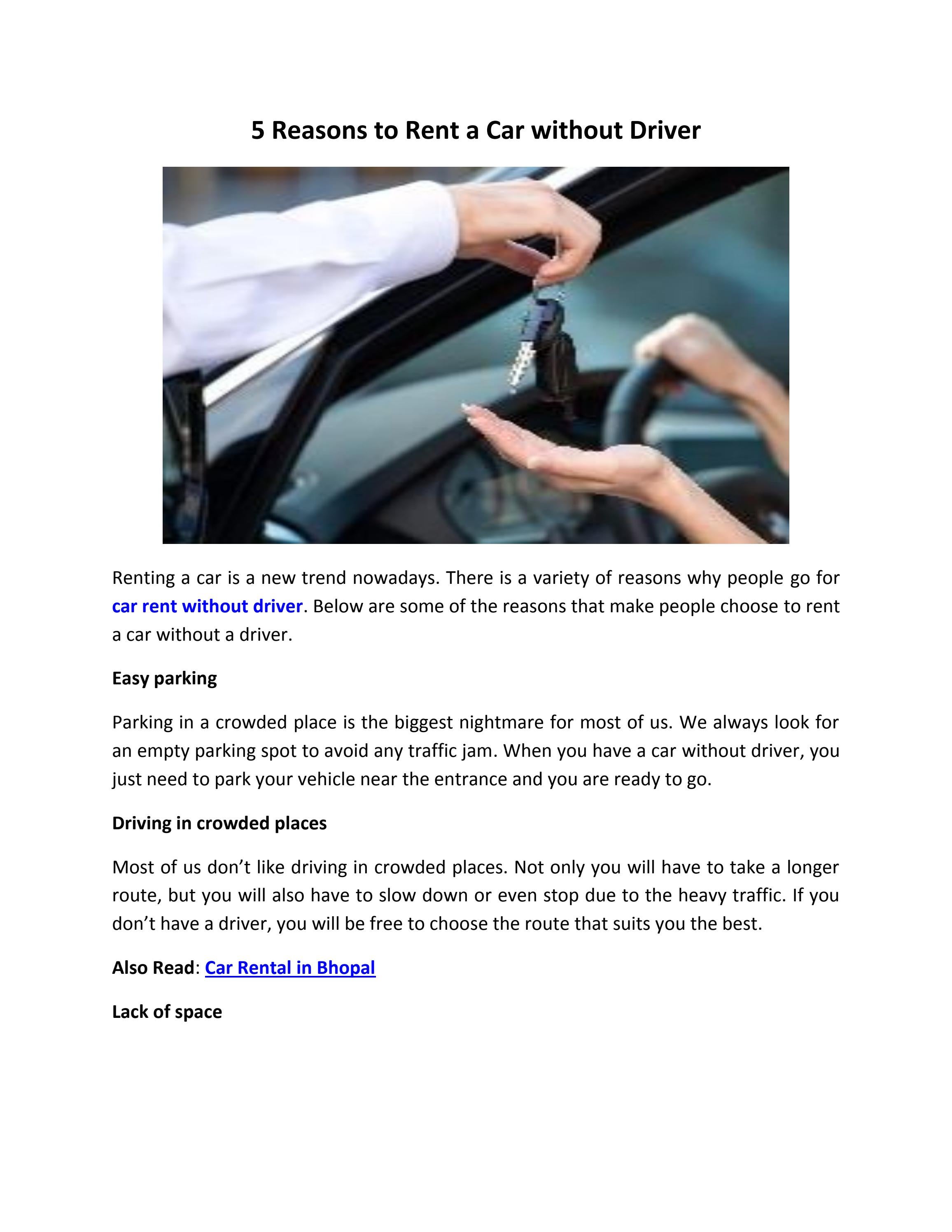 5 Reasons to Rent a Car without Driver by My Trip Tour & Travels Issuu