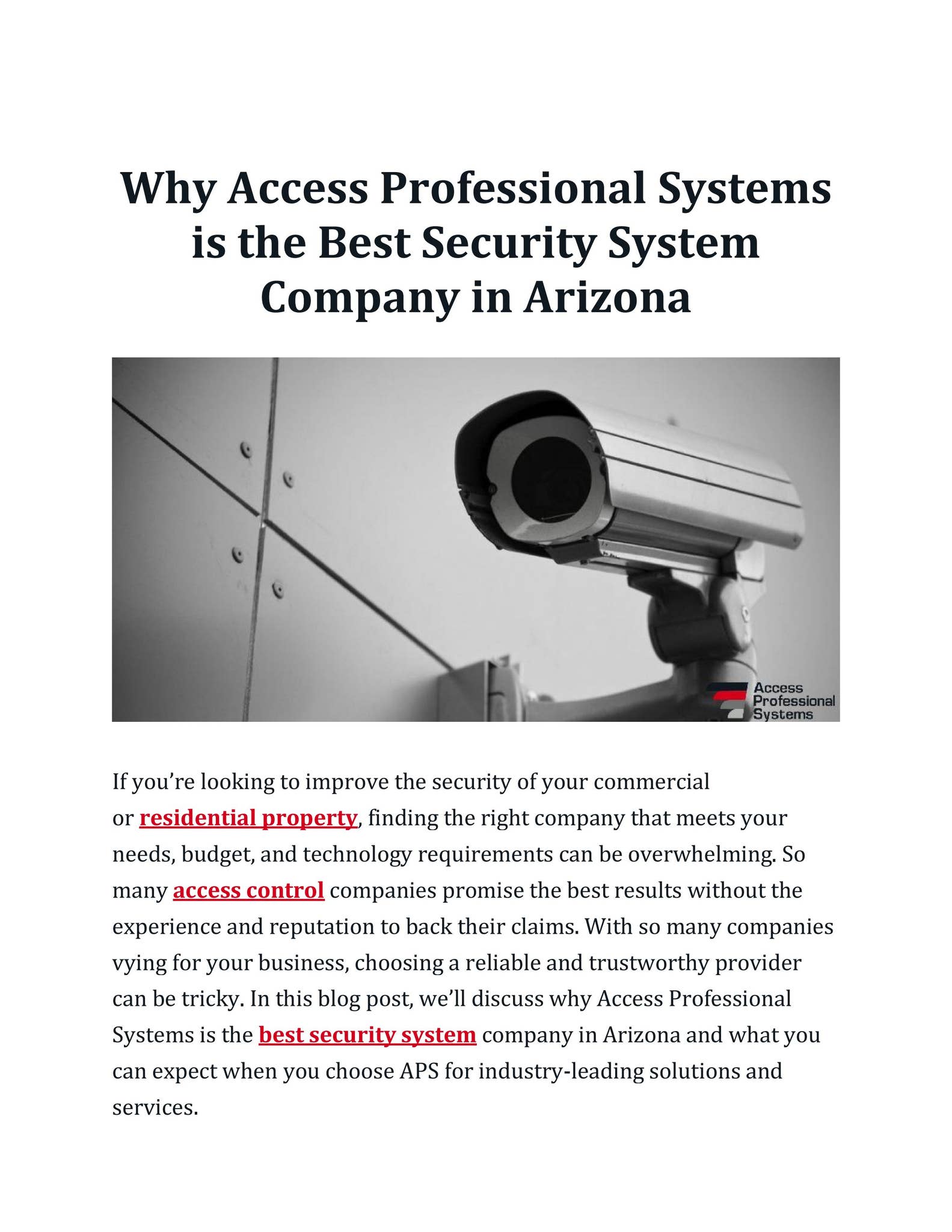 Why Access Professional Systems is the Best Security System Company in ...