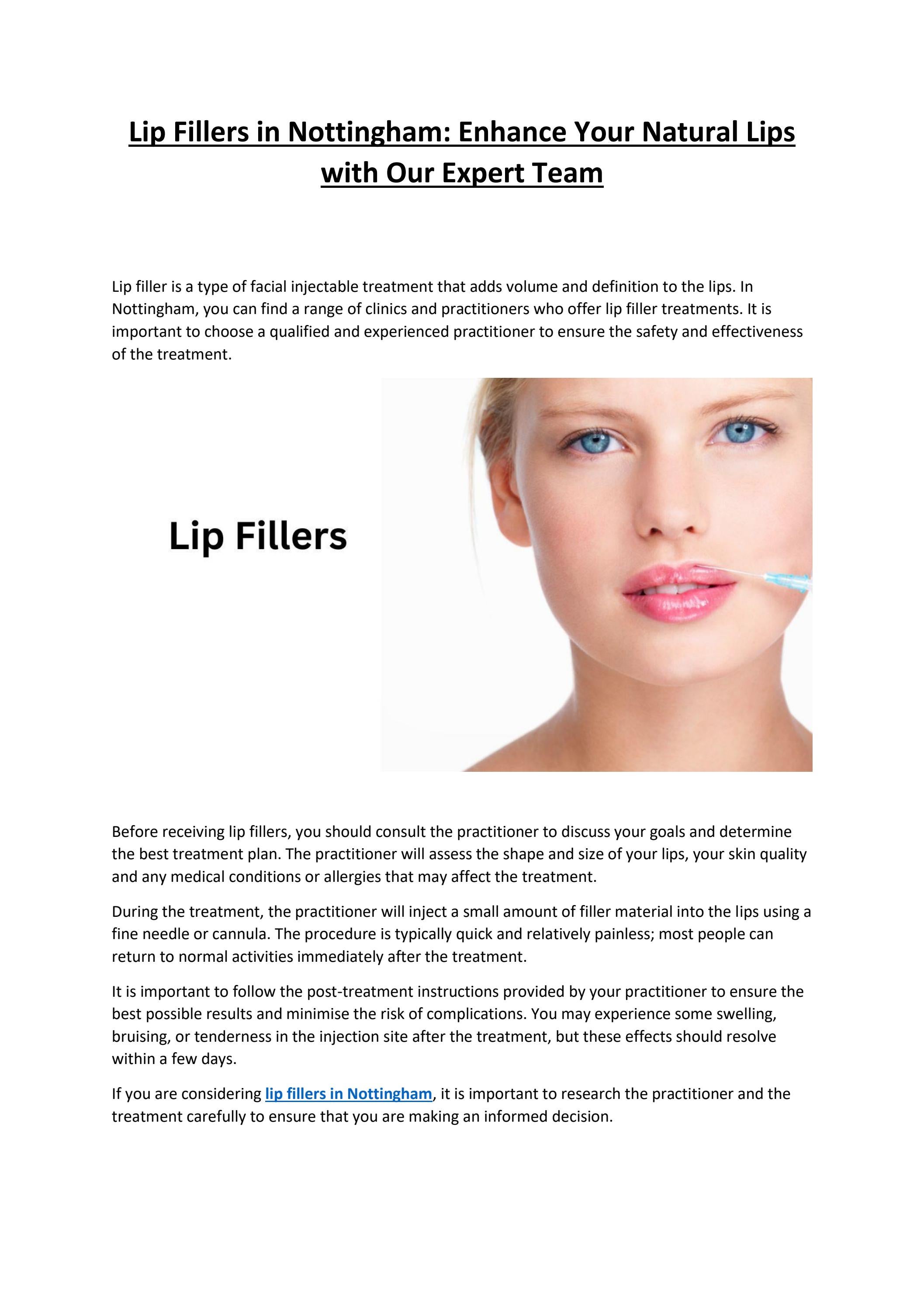 Lip Fillers in Nottingham Enhance Your Natural Lips with Our Expert