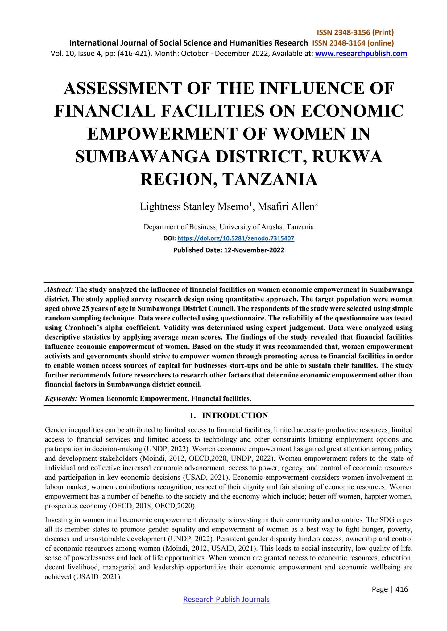International Journal of Social Science and Humanities Research ISSN ...
